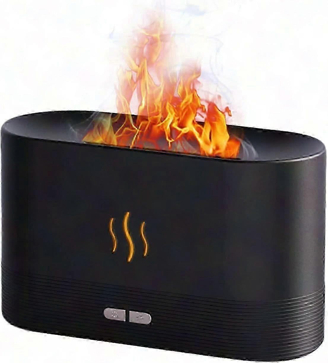 180ml USB Flame Humidifier Aroma Diffuser Auto Shut-Off Black