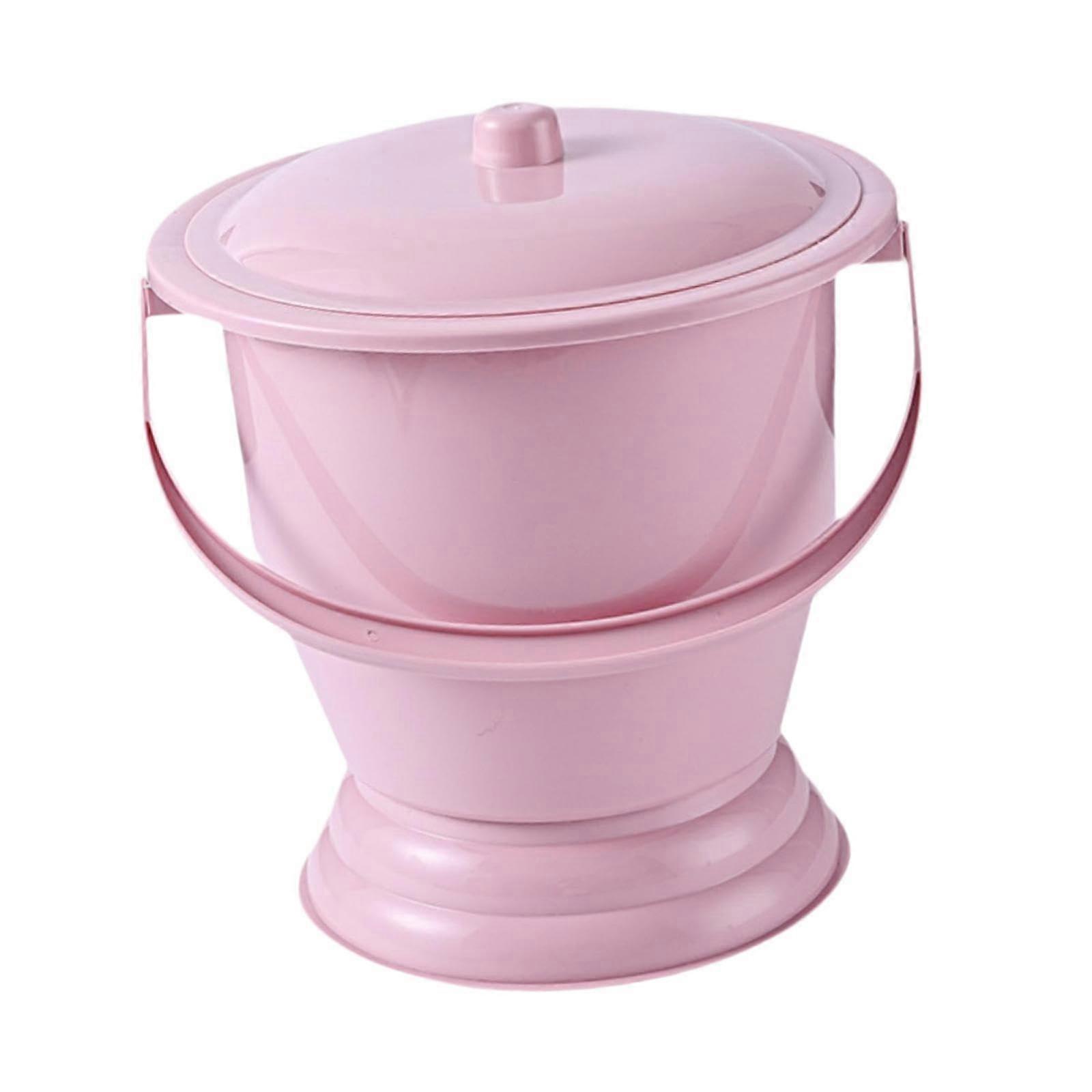 Spit Pee Bucket with Lid and Handle Portable Urinal for Male and Female Bedroom Use, 2L Capacity, Pink Color