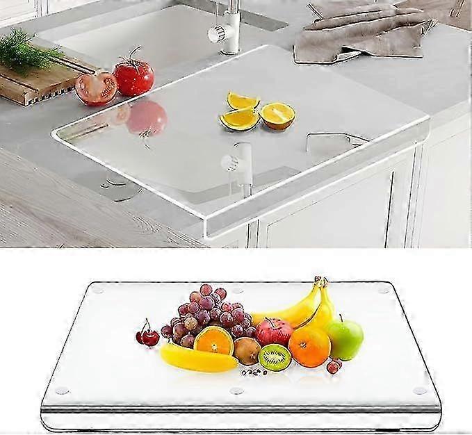 Clear Acrylic Cutting Board, 40 x 30 cm, with Stop Edge, Heat and Scratch Resistant (Transparent Color)