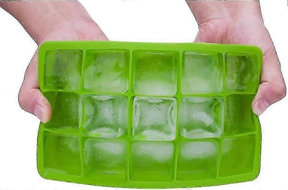 15 Compartment Ice Cube Tray, Set Of 2 Large Silicone Ice Cube Trays, Staable And Sp Saving Ice Cube Tray,9026