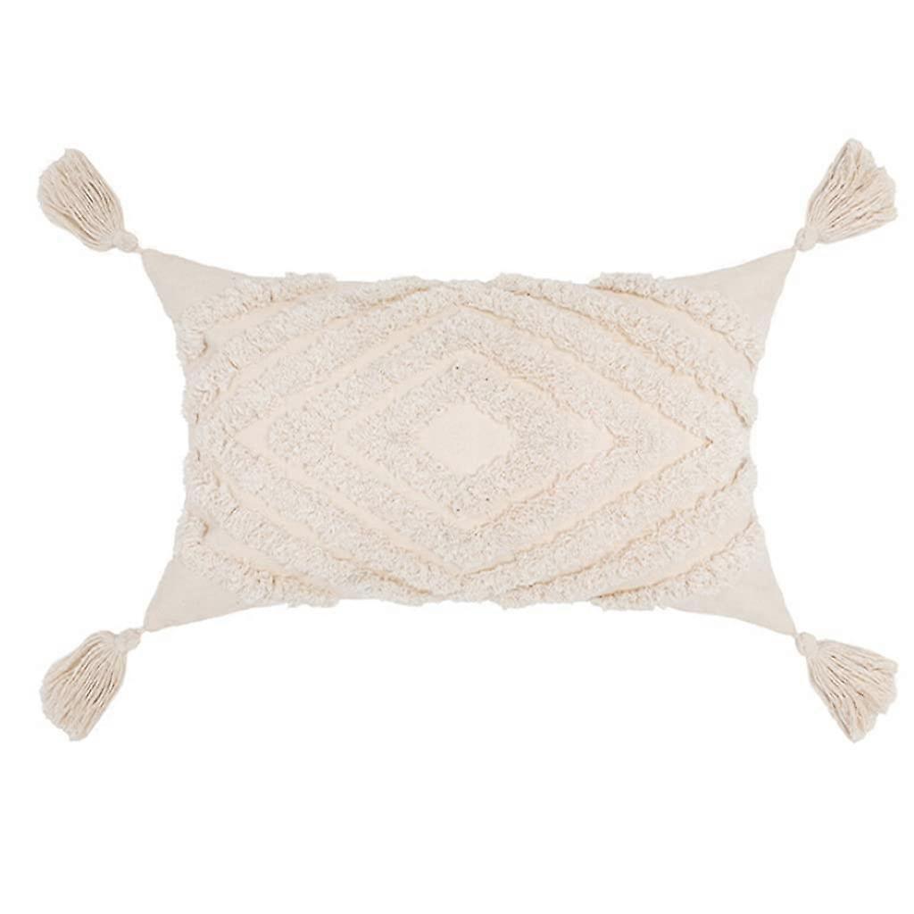 Tufted Throw Pillow Geometric Cushion Soft Farmhouse Style Sofa Pillowcase