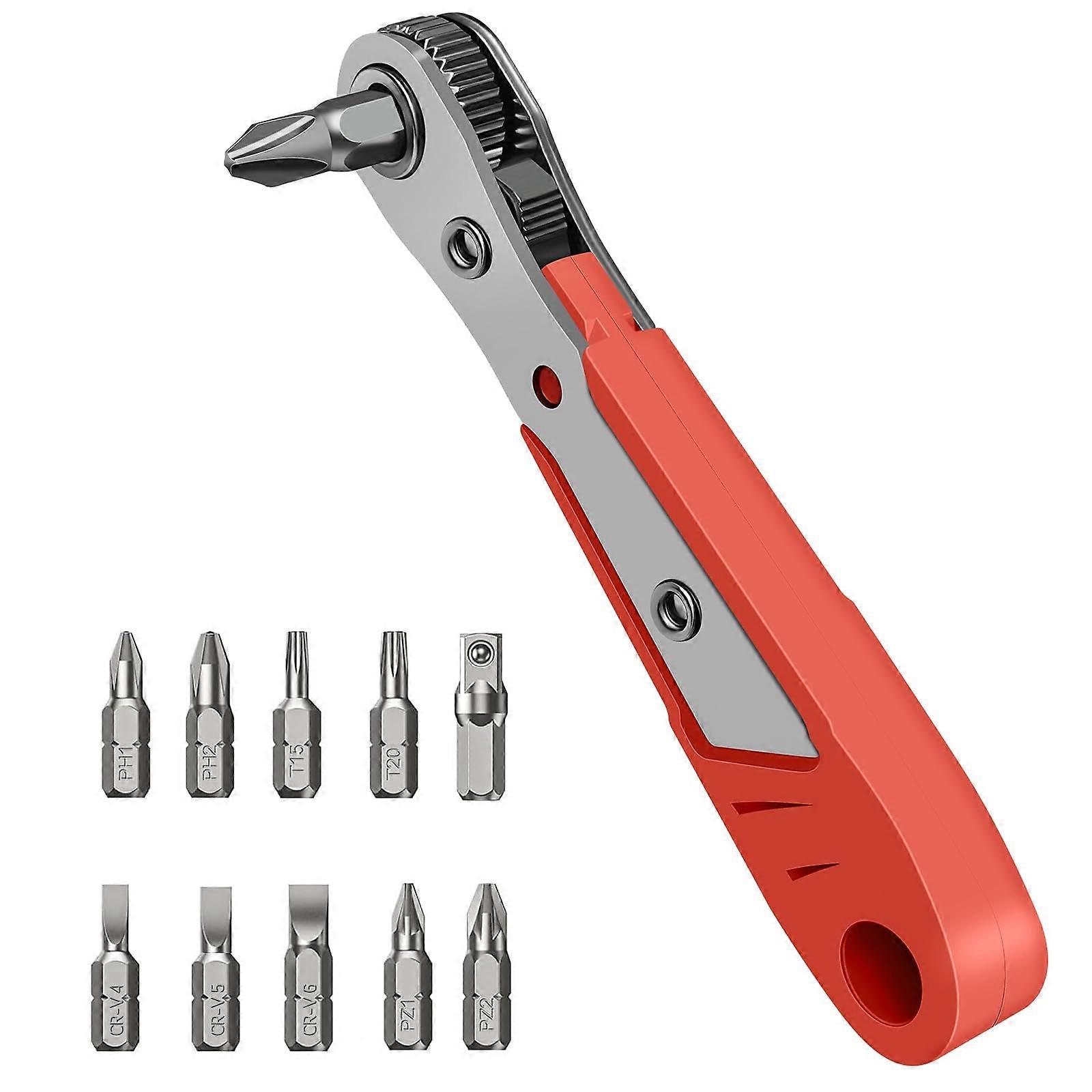 Mini Ratchet Wrench, Micro Ratchet Wrench Screwdriver Bit Set with 10 Bit Heads