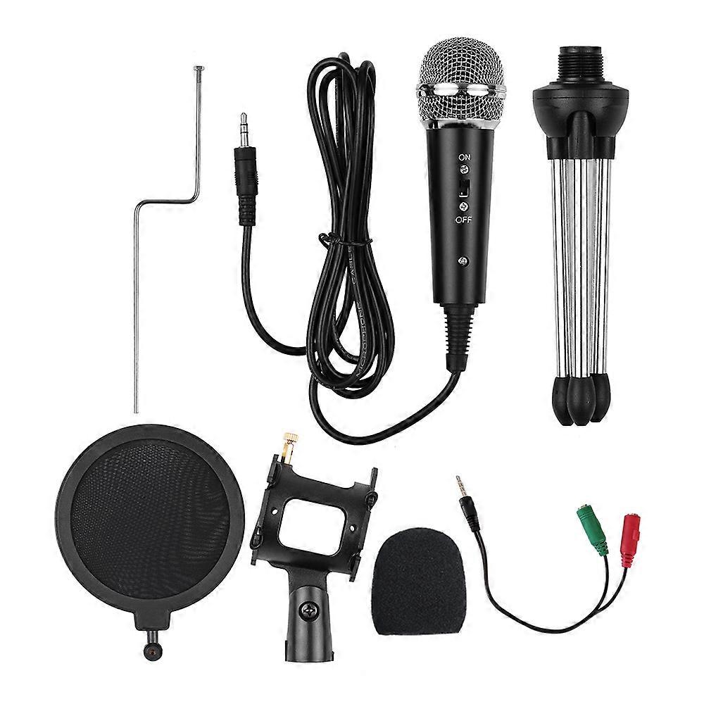 Video Microphone Kit with Mini Microphone Tripod Shock Mount Pop Filter Windshield Adapter Cable 3.5mm Plug