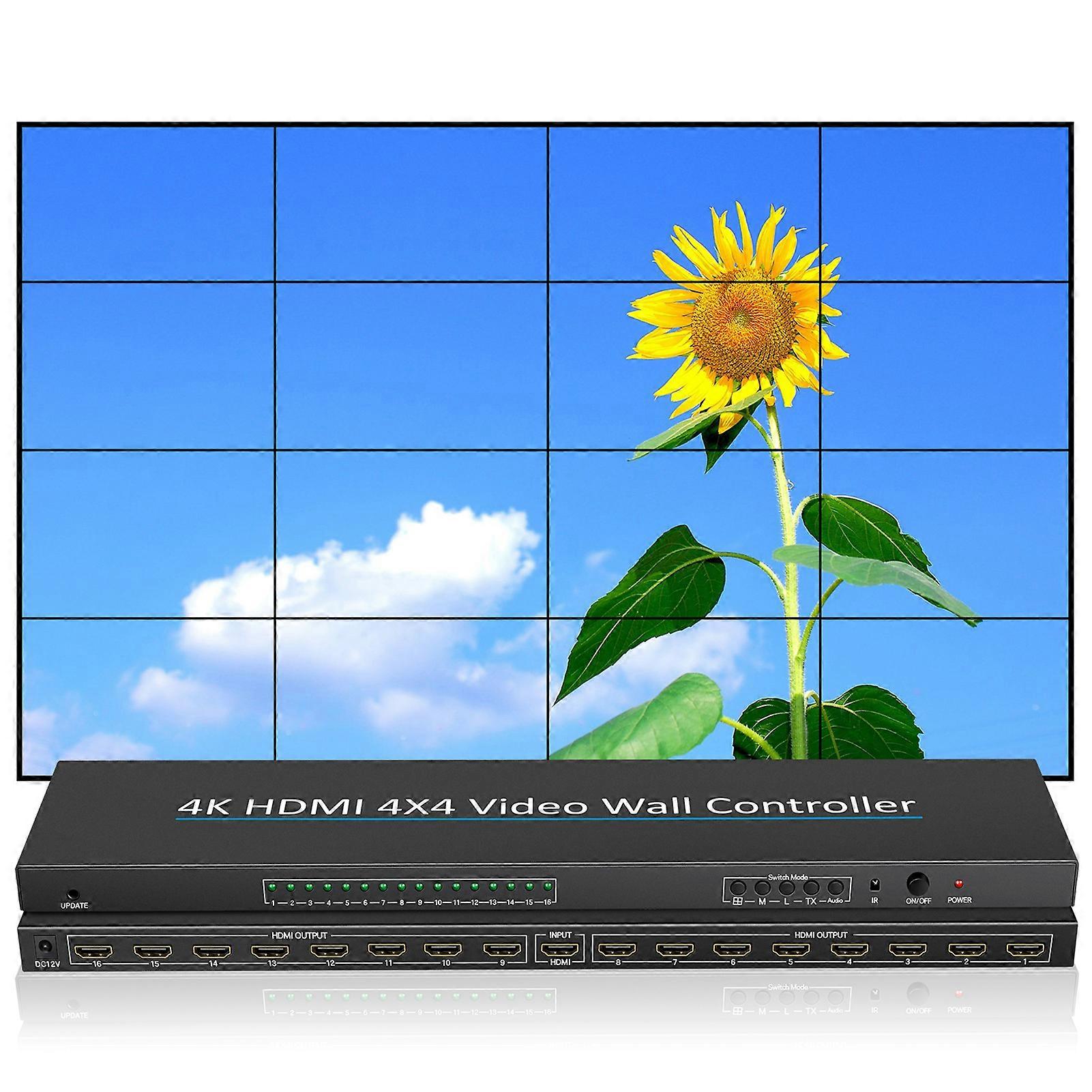 Video Wall Controller 4K Compatible HDMI 4X4 2x2 Compatible 1 HDMI Input and 16 HDMI Output
