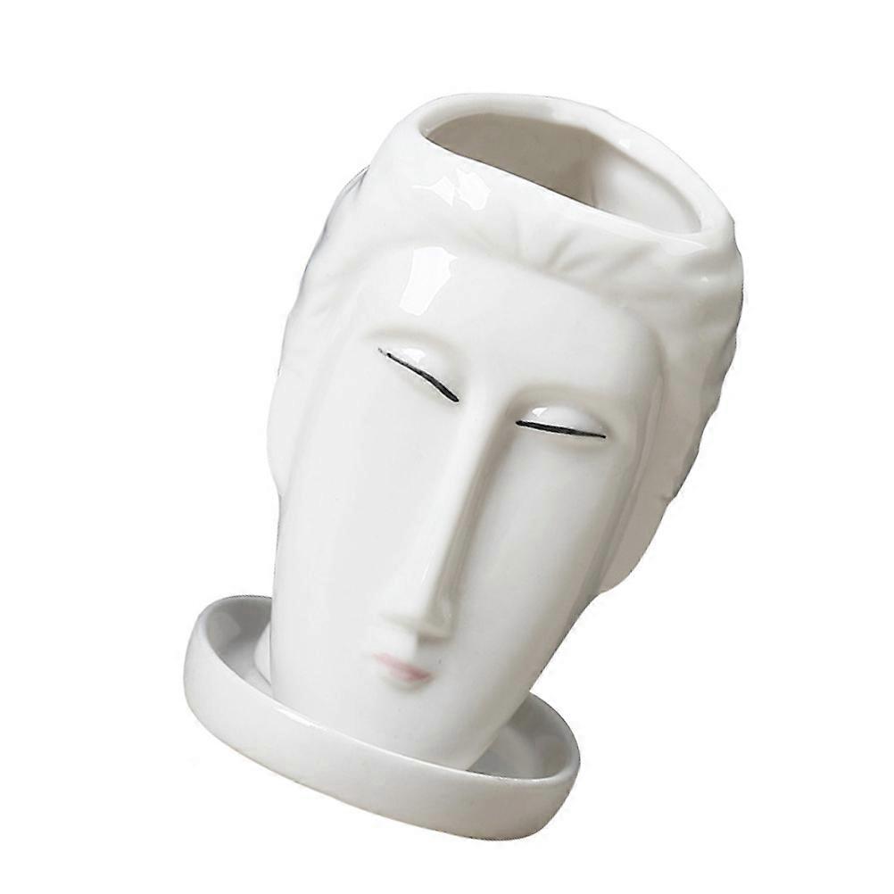 Succulent Planter Ceramic Human for Desktop Decoration White 1Pack
