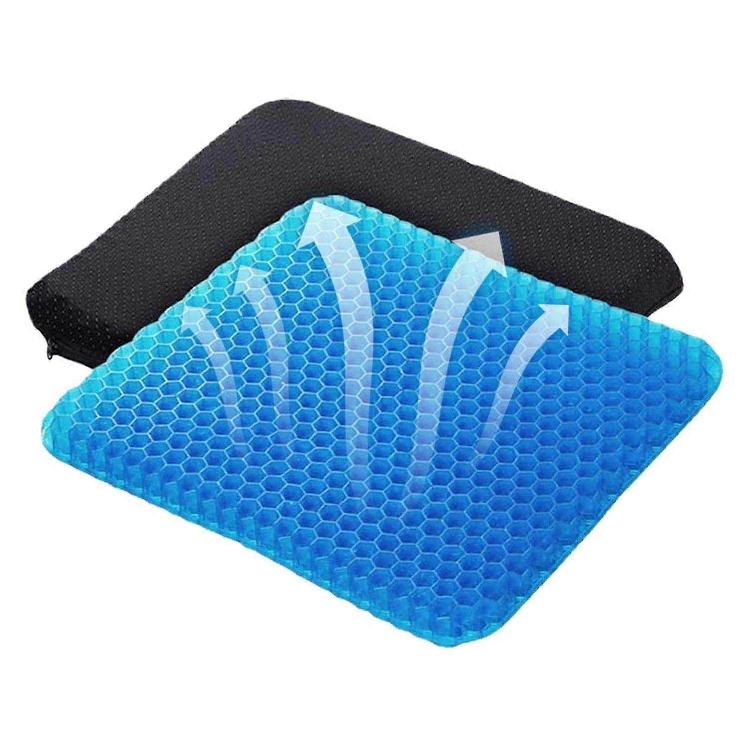 Orthopaedic Gel Seat Cushion for Sciatica Relief, Non-Slip Back Support Pillow, Honeycomb Coccyx Cushion, 38cm Cloth Cover