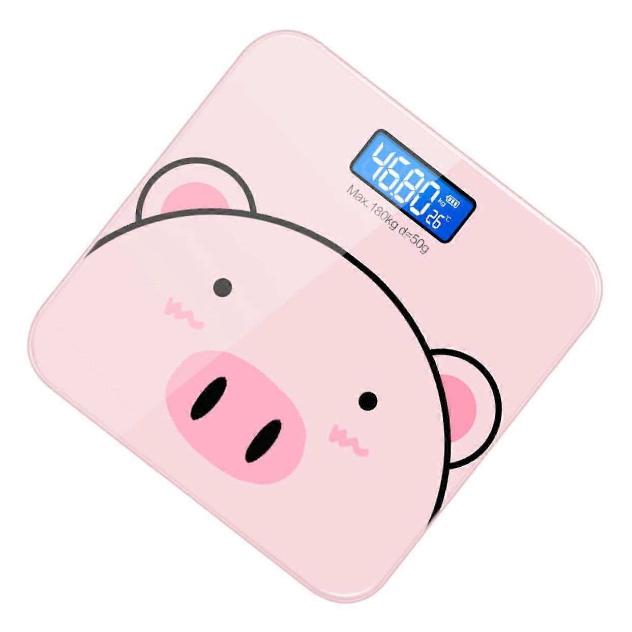 1PC Cartoon Body Weight Scale USB Rechargeable Tempered Design Automatic Shut Down Cute Practical for Home Use Accurate Weighing Scale for All Ages