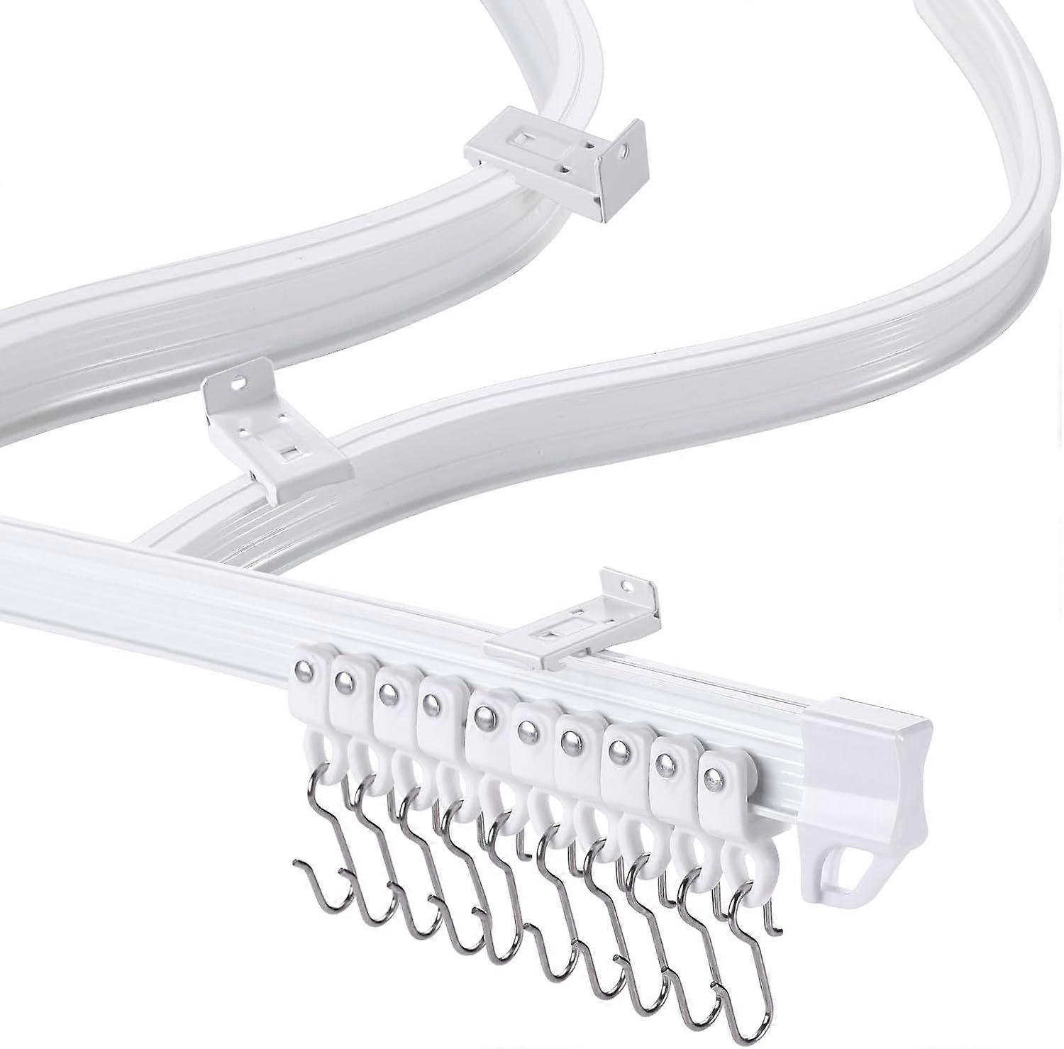 Flexible Bendable Ceiling Wall Mounted Curtain Track 2.5M/8.2FT White Curtain