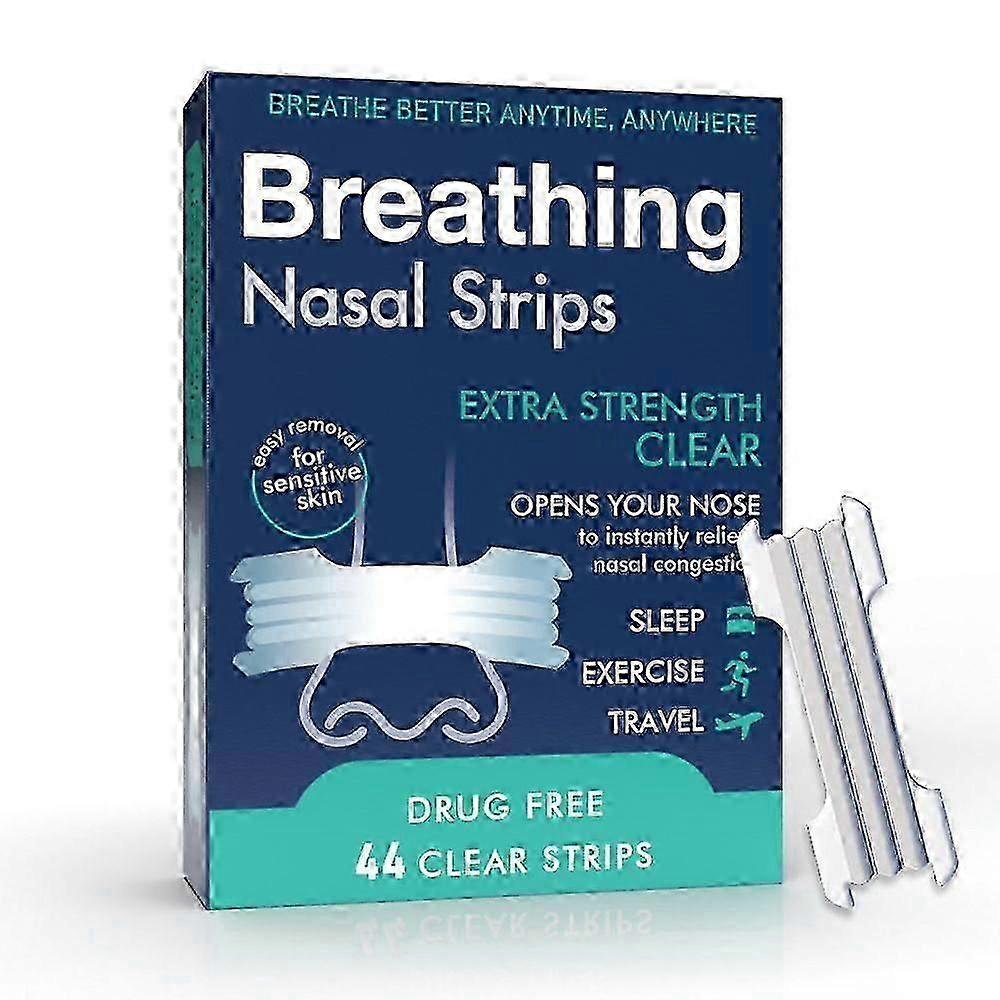 44 Strong Nasal Strips, Clear Extra Strength Nose Stop SolutionSensitive Skin Better Breathe Sleeping Aid