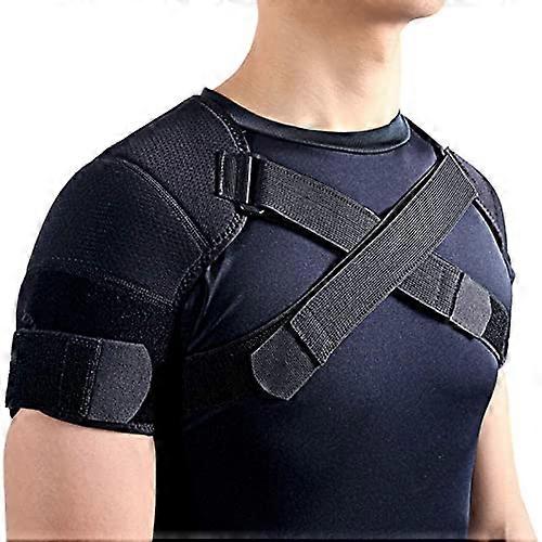 Double Shoulder Support Brace Strap for Rotator Cuff Injury Relief, Adjustable Compression Belt, Sizes L, XL, XXL