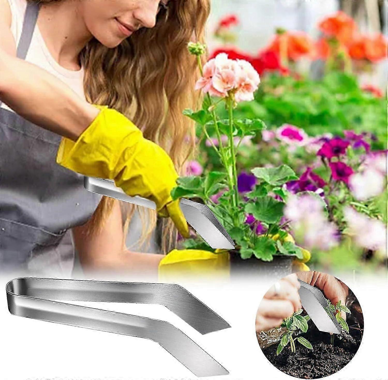 Seedling Transplant Tongs, Stainless Steel Gardening Transplant Tongs,Seedling Remove Transplant Pliers for Reducing Root Damage