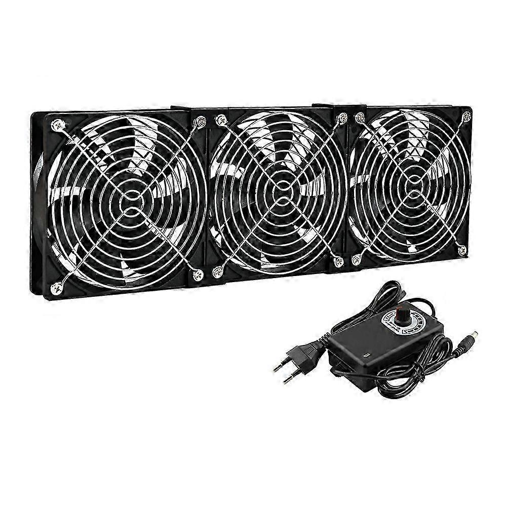 3x120mm Computer Fan with AC 100V-240V Speed Controller for Cabinet, Server, Workstation Cooling