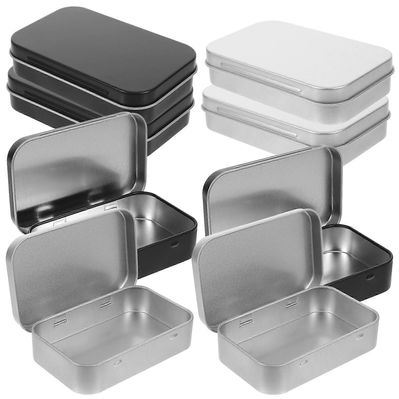 8PCS Tinplate Storage Boxes Rectangular Candy Boxes Present Packing Boxes Metal Containers Organizer Box