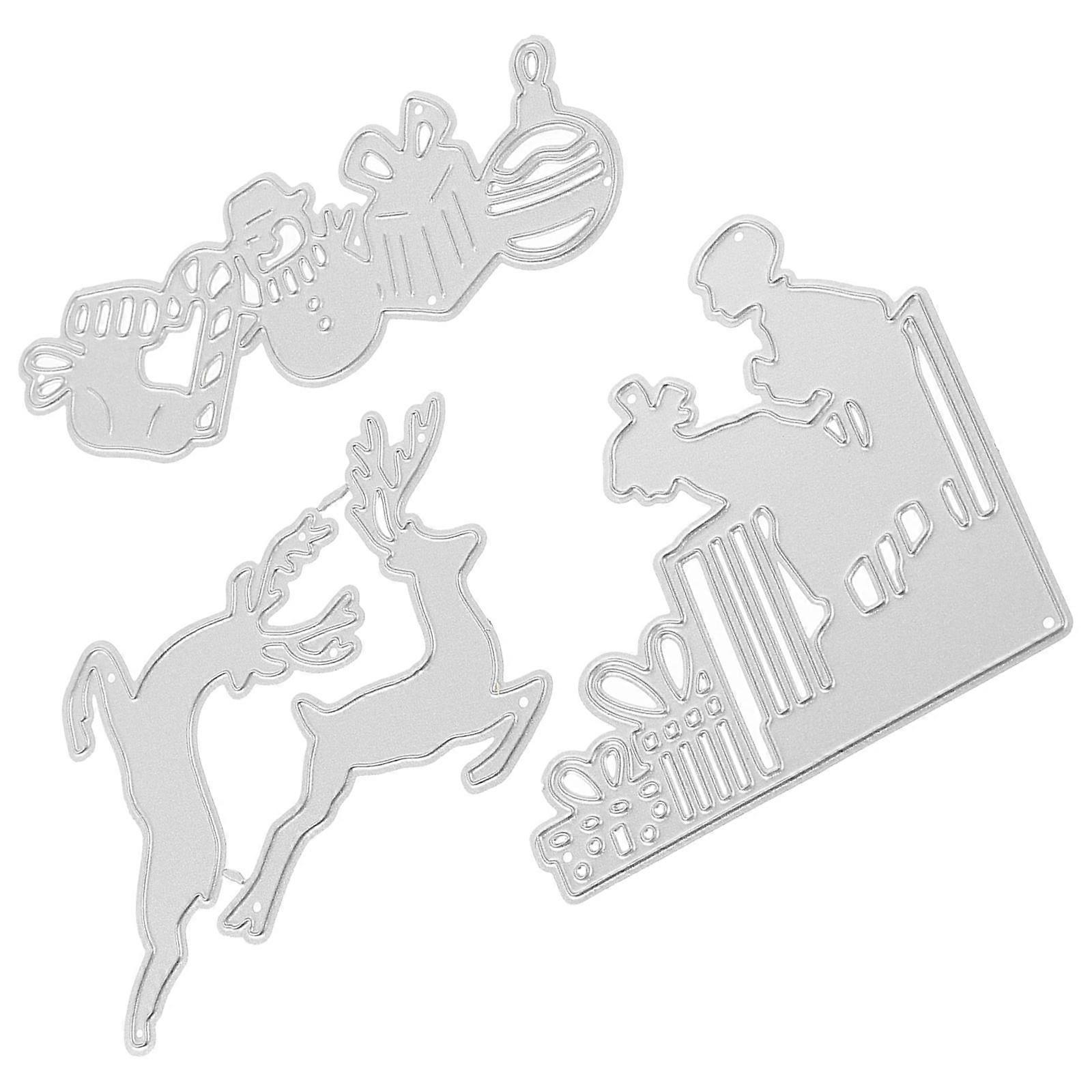 Craft Cutting 3Pcs Die For Scrapbook Design Christmas Gift Making Geometric Shapes Silver