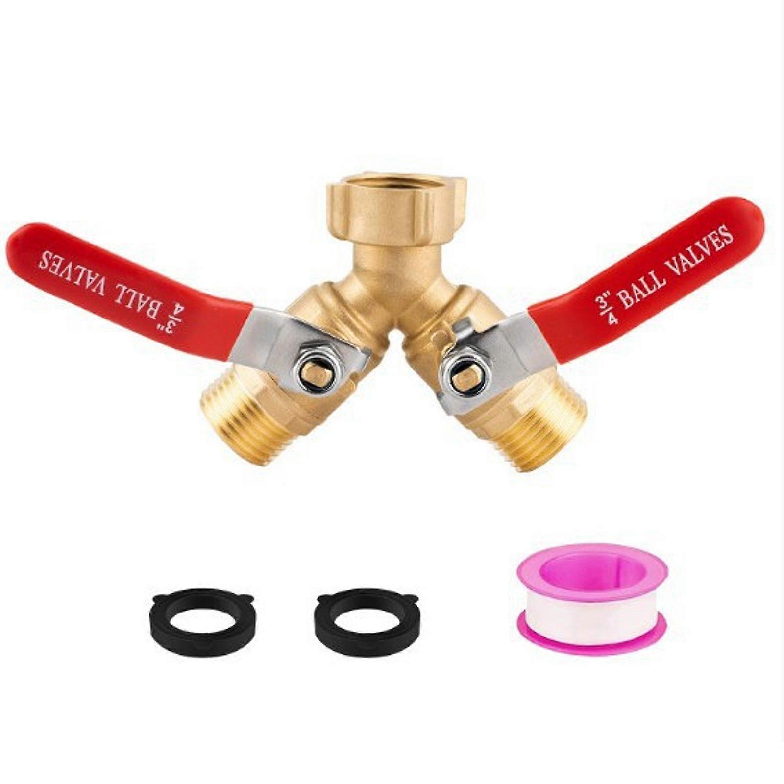 2 Way Garden Hose Splitter Faucet Adapter Leakproof 3/4 inch Ght Thread 3/4"