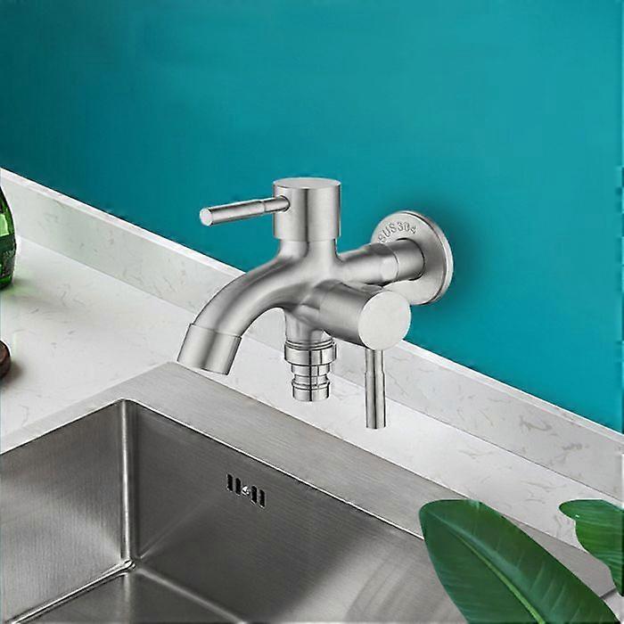 Robinet de salle de bain, Robinet à double usage 1 entrée 2 sorties, en acier inoxydable, pour éviers à vadrouille, machines à laver