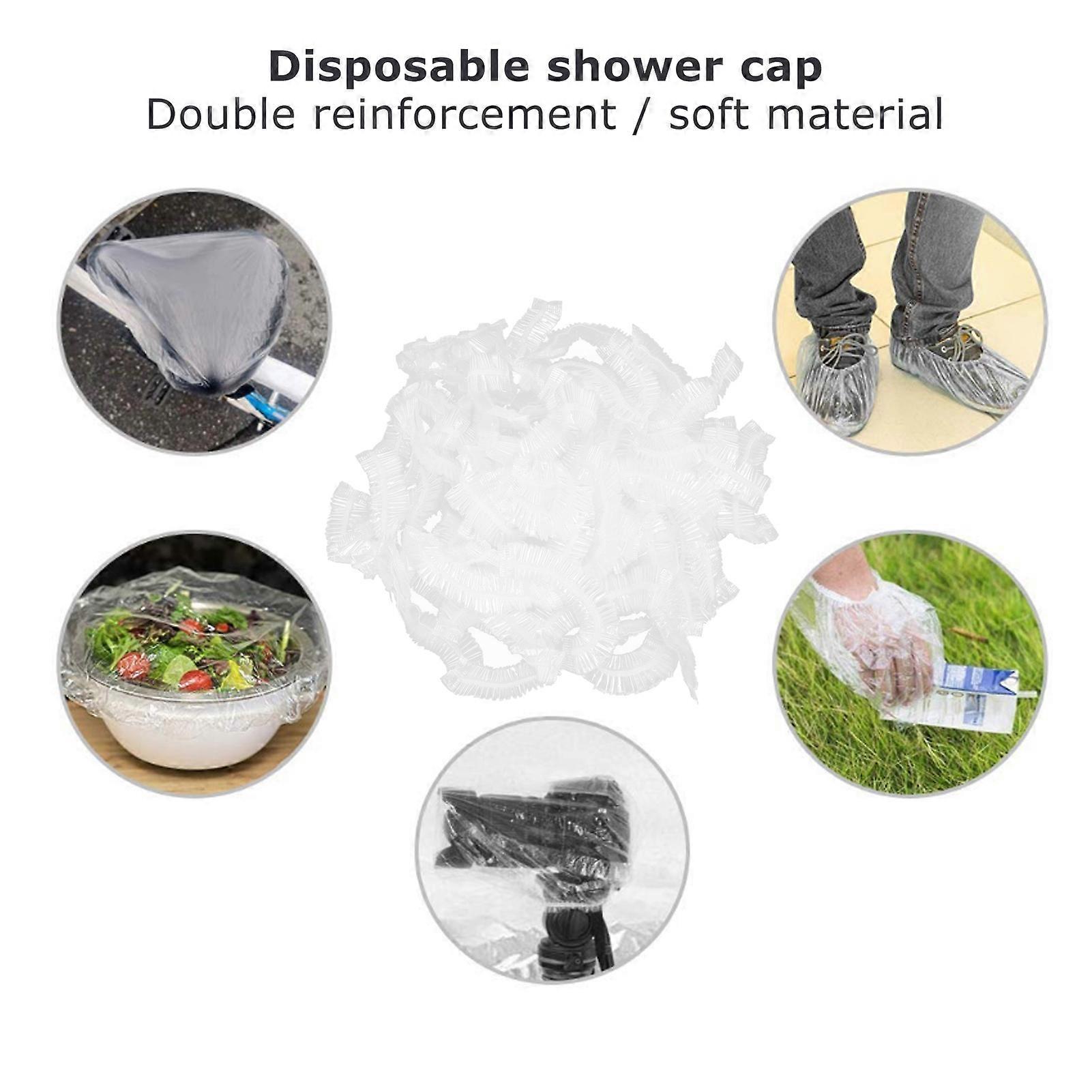 200PCS Waterproof Disposable Shower Caps Thick Plastic Bath Bonnet