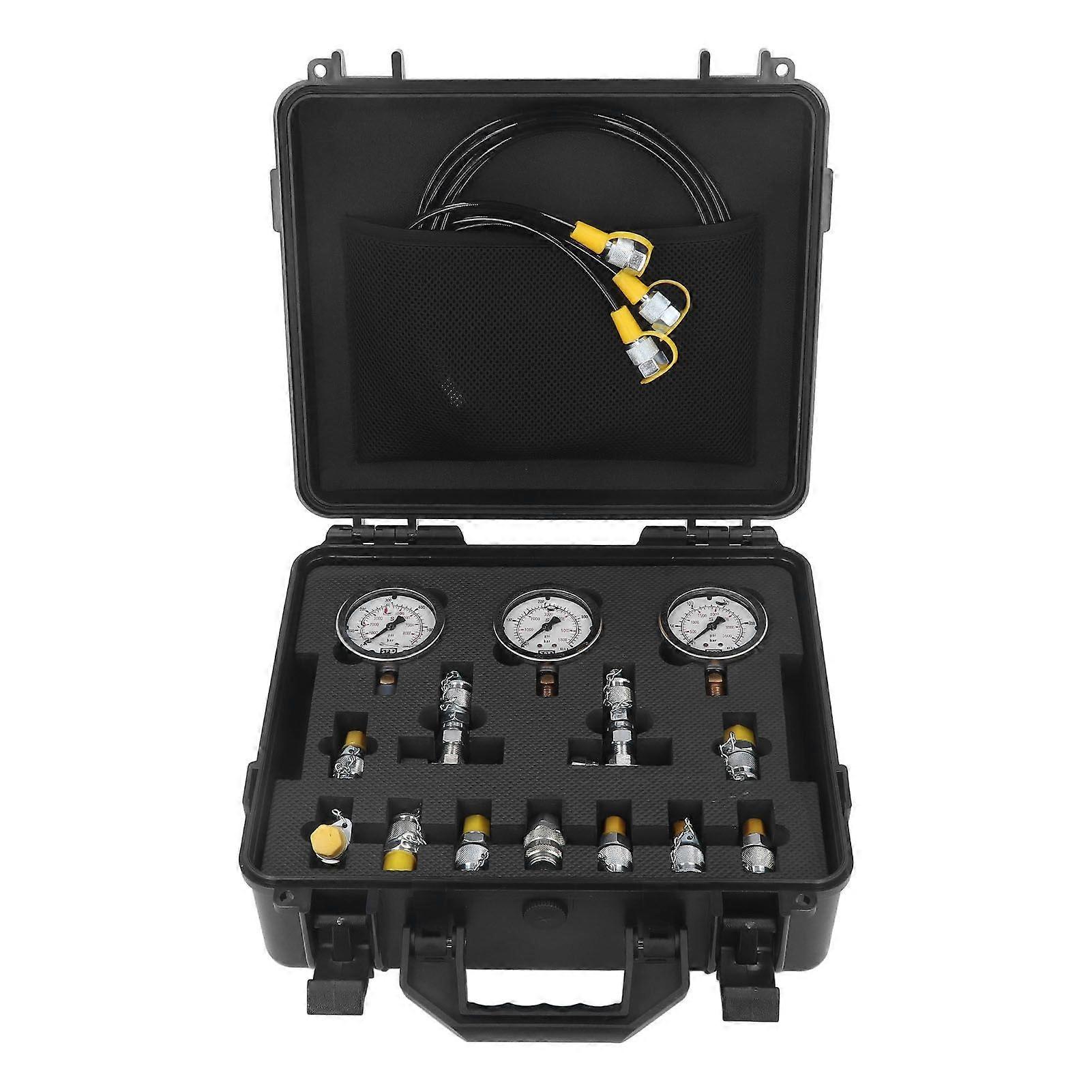 Hydraulic Pressure Test Kit 3 Test Hoses 11 Test Couplings 10 Tee Connectors Hydraulic Test Gauges Set