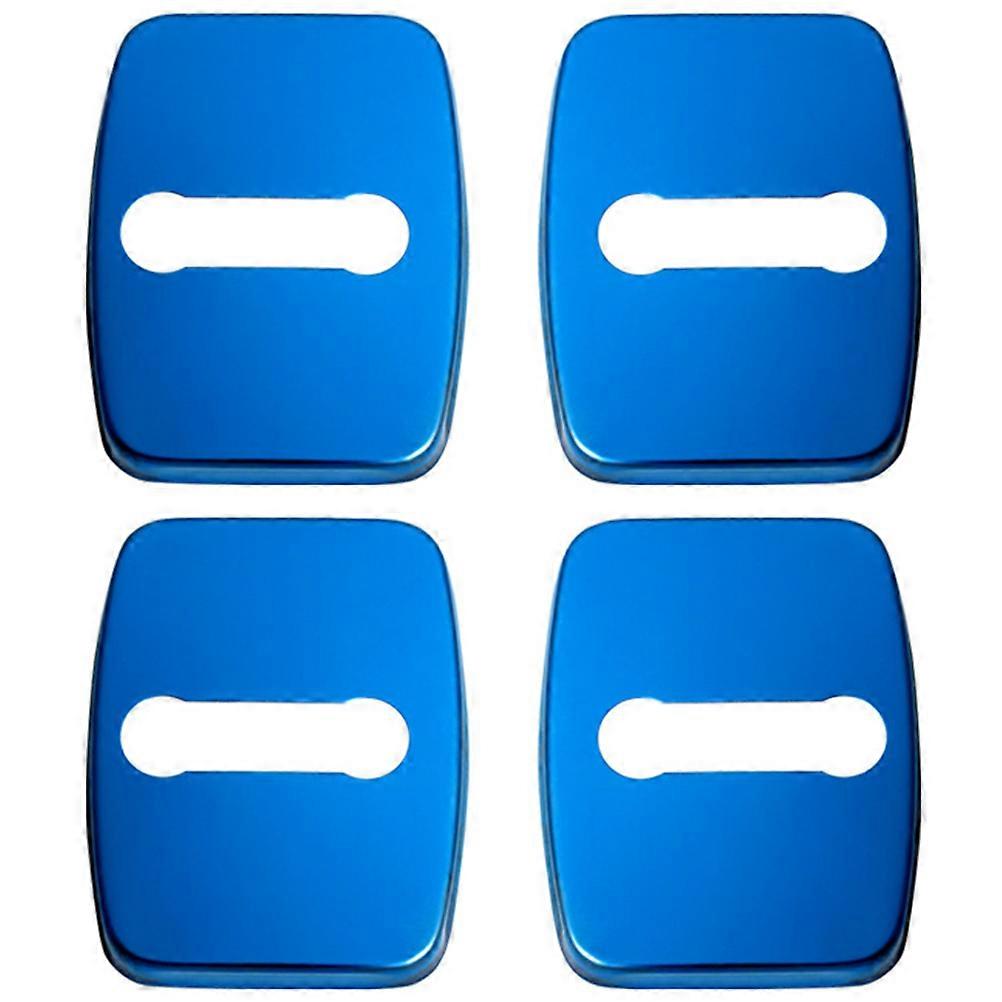 Stainless Steel Door Lock Buckle Cover for Car Protection 4Pcs Blue