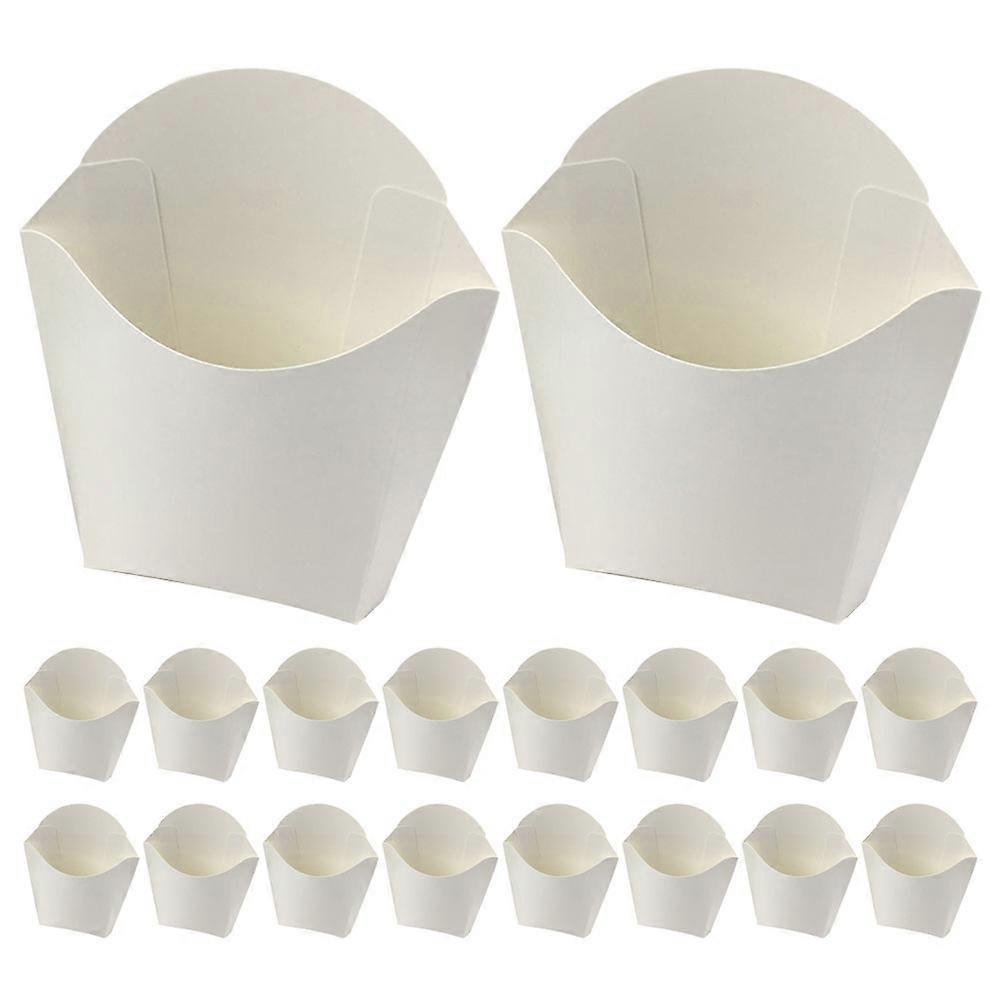 Fry Cups Disposable French Fry Holder Restaurant Supplies Rectangular White Paper Sharing 100Pcs
