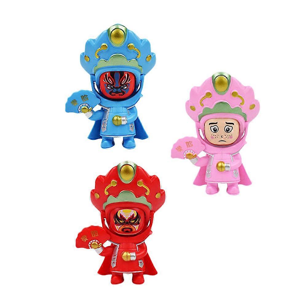 Chinese Figurines Sichuan Opera Face Doll Family Gift Pvc Assorted Color with Face Changing Function 3Pcs