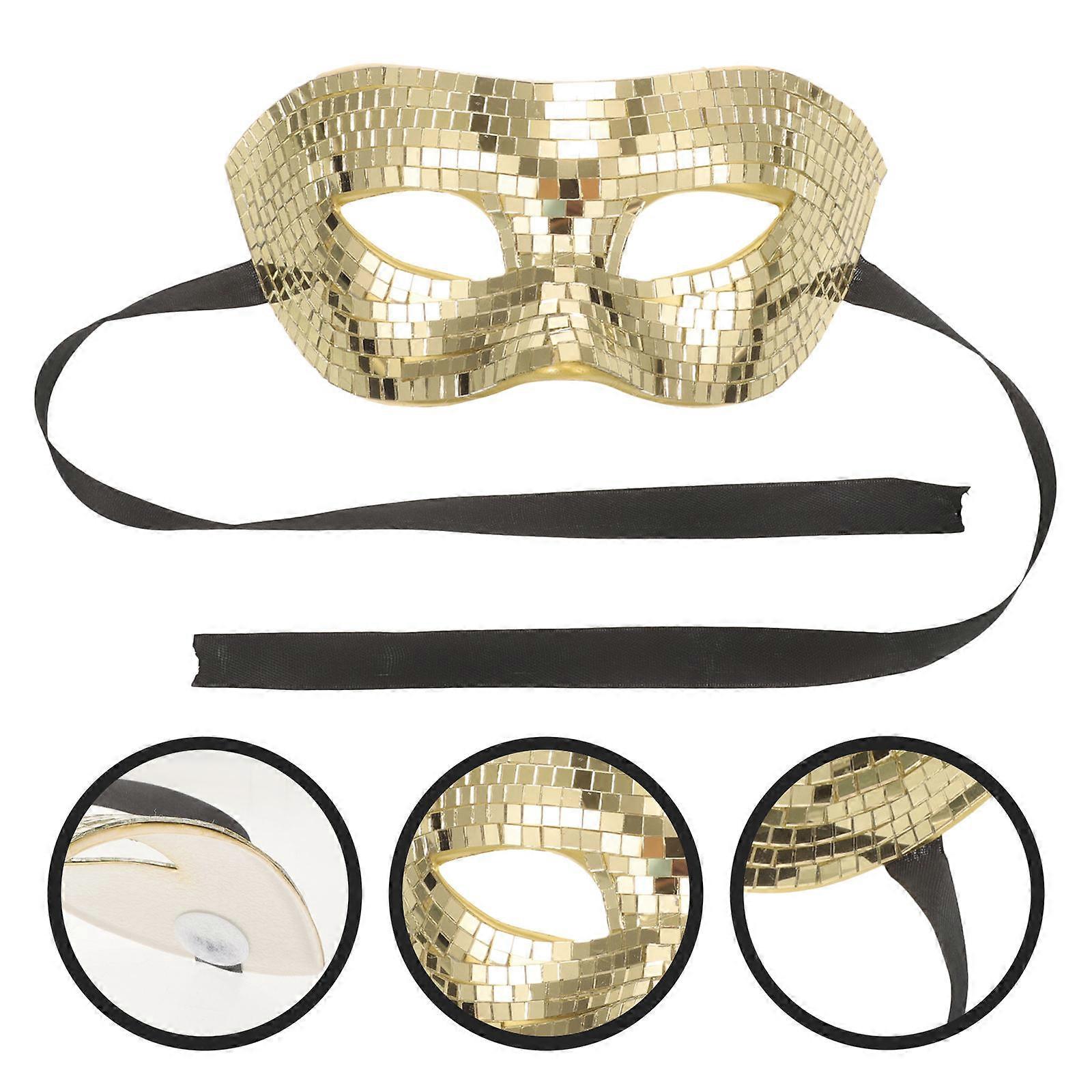 Cosplay Masquerade Mask Half Face Mask for Party Use 4Pcs Golden Acrylic
