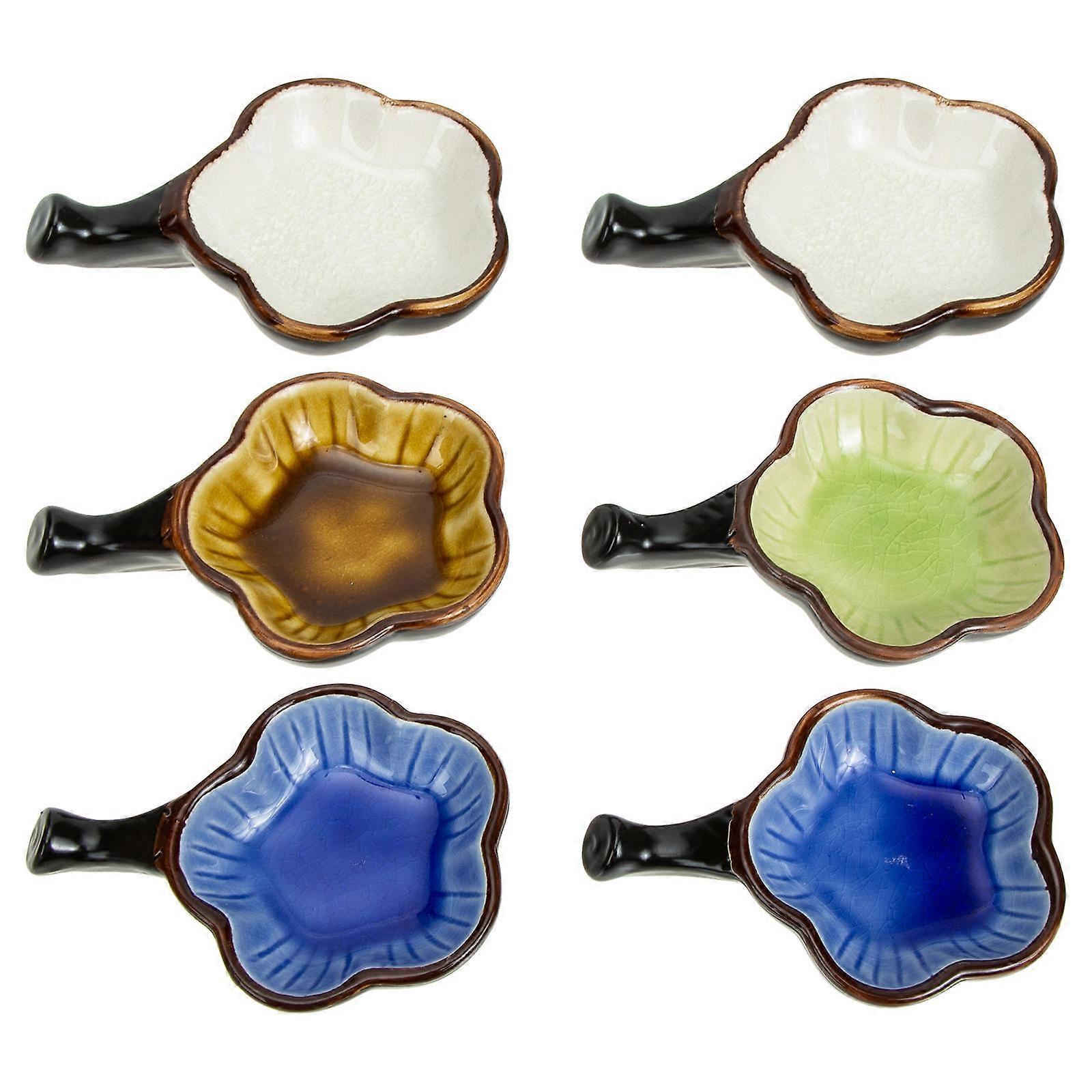 Stamp Ink Pads Ceramic Ink Plate for Sumi-E Painting Assorted Color Sturdy Ceramic with Ink Storage 6Set