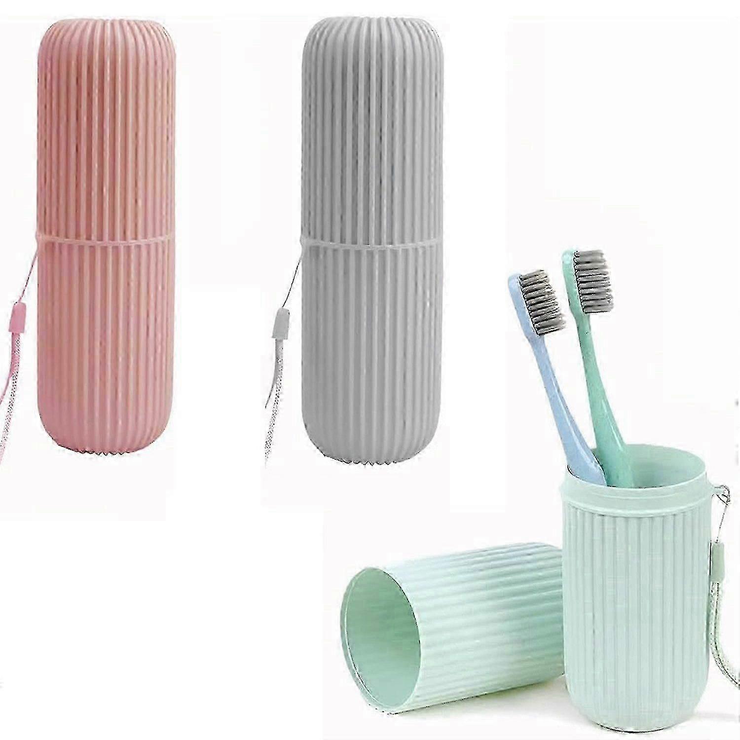 Travel-sized Compact Toothbrush Holder in 3 Colors with Toothbrush Cup and Case Design