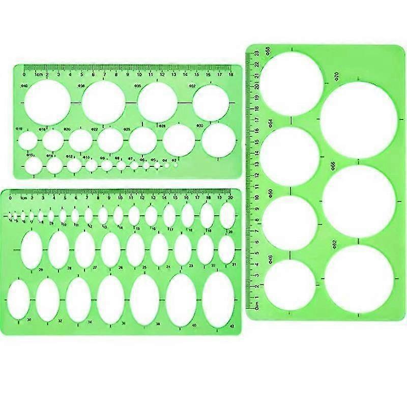Luxora 3pcs Circular Template Measuring Geometry Ruler