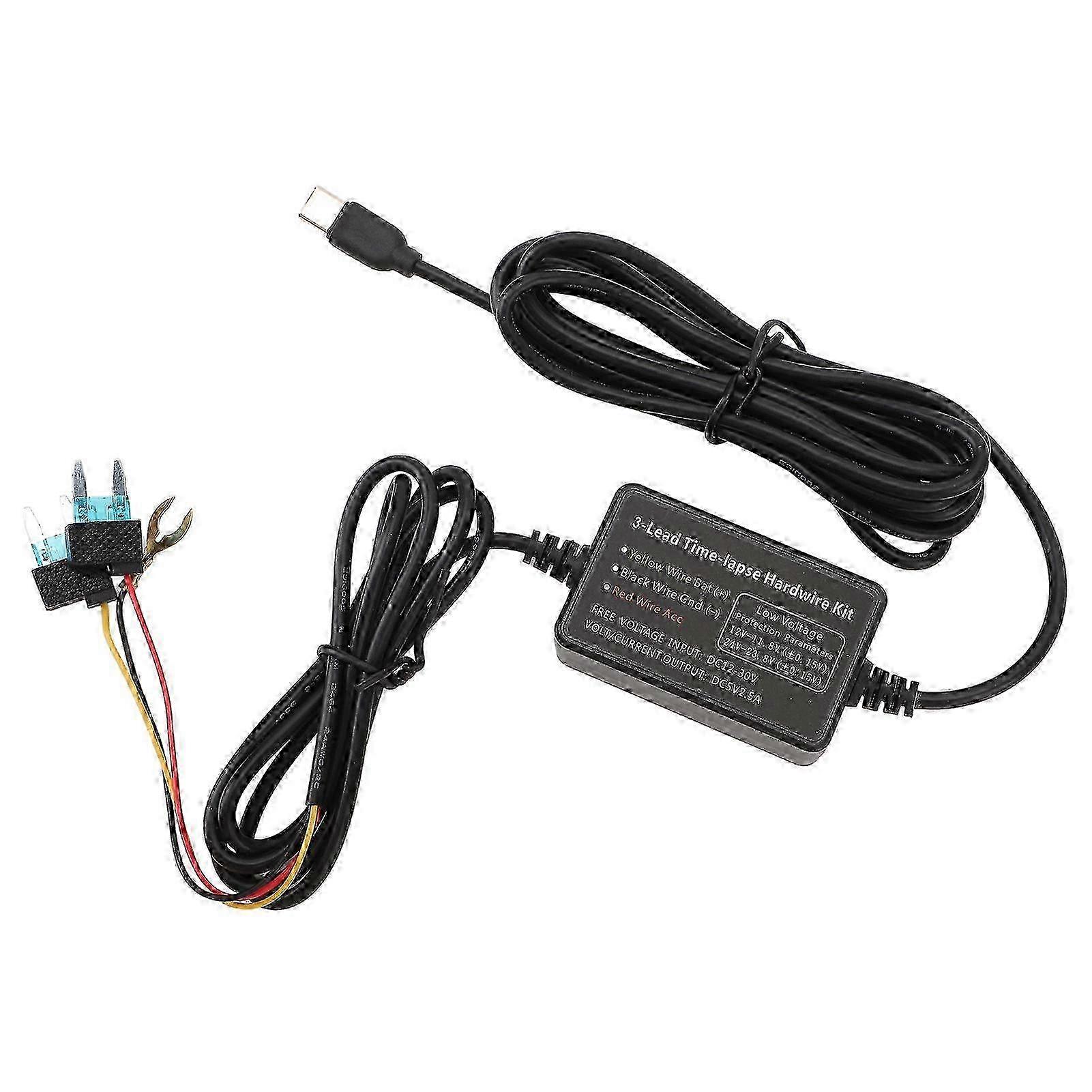 Type C Dash Cam Hard Wire Kit 12V30V To 5V Dash Camera Power Cord for GPS Power Supply Radar Detectors and More f74 2025