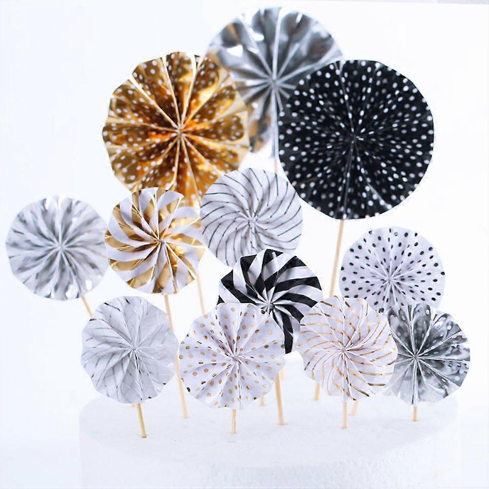Egg Cake Decoration Insert Cards for 16Pcs Creative Cake Decor Fan