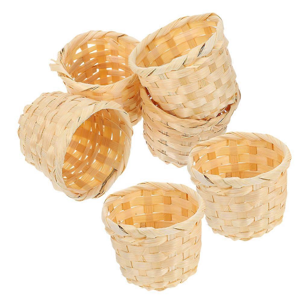 Light Brown Bamboo Basket Small Picnic Basket for Storage Use 18Pcs