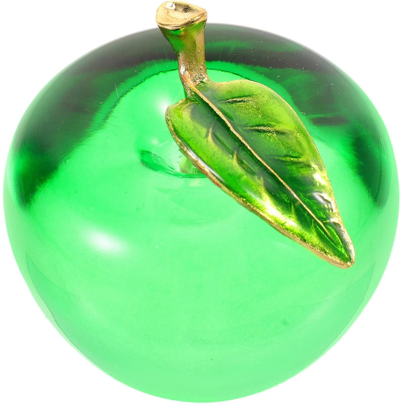 Home Decorative Crystal Apple Ornament for Desktop Display 5Pcs Green