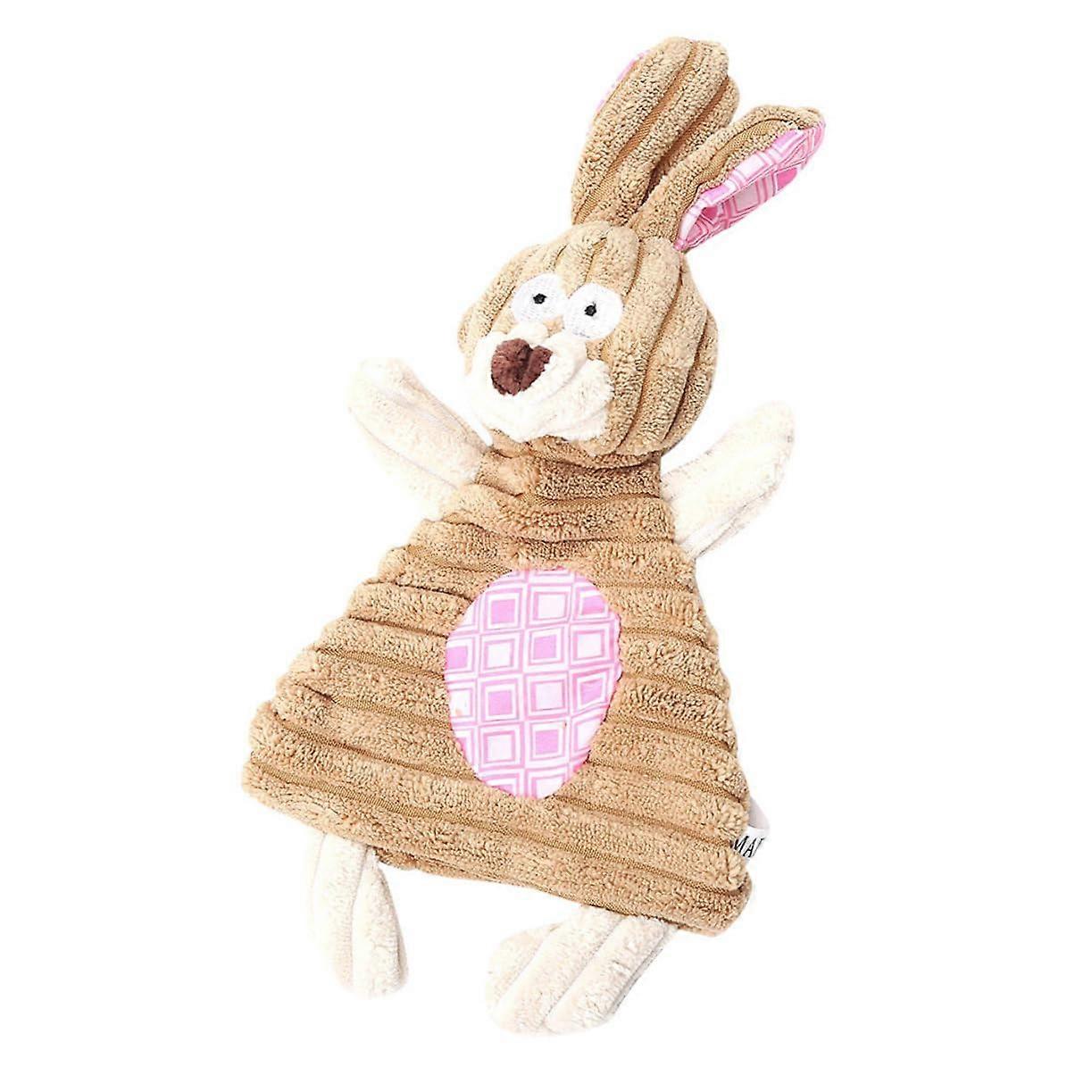 Bite Resistant Corduroy Dog Chewing Toy With Sound Educational Plush Pink Bunny For Home And  To Reduce Destructive Behavior