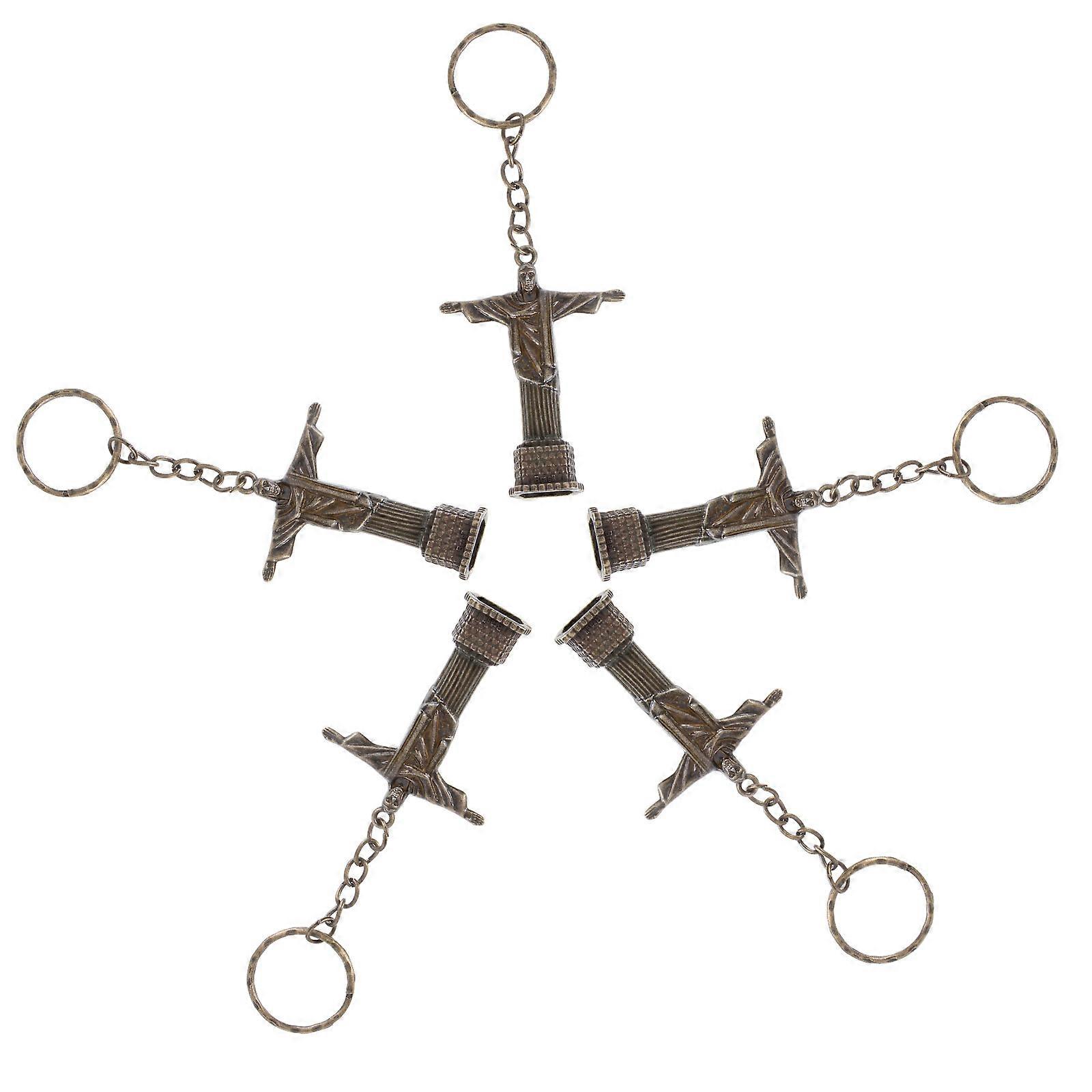 Jesus Keychain Creative Alloy Key Ring for Decor 5Pcs Retro Christian Keyring