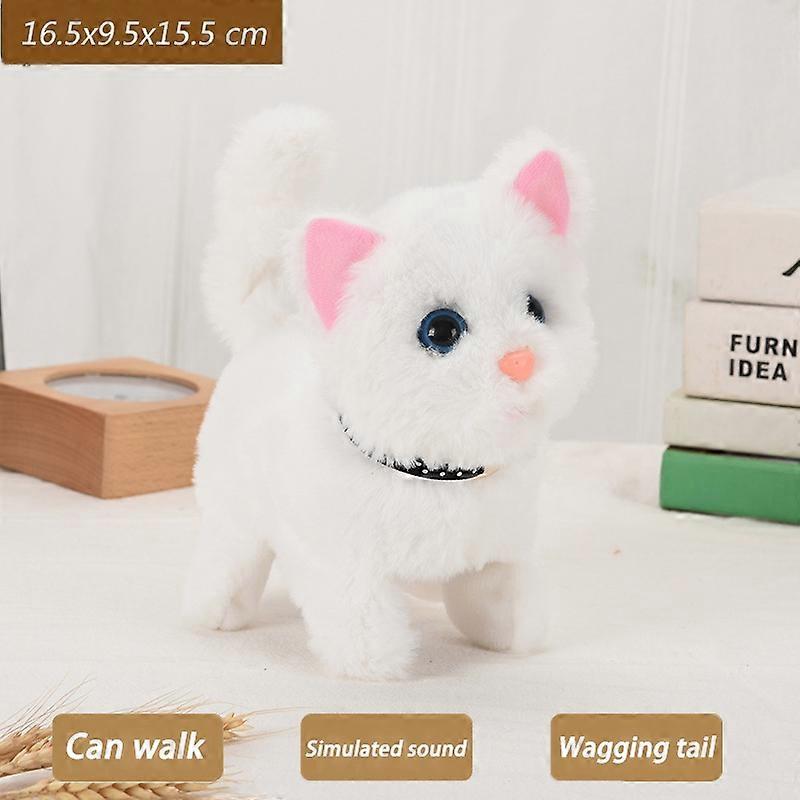 Interactive Walking Kitty Plush Toy - Meows, Wagging Tail, Nodding Head - Perfect Gift for