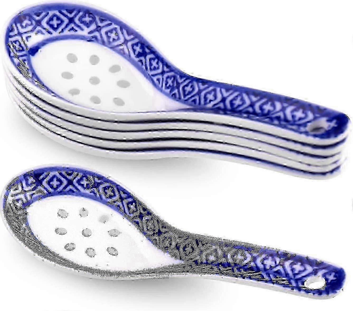 6pcs Chinese Soup Spoons, Ceramic Asian Soup Spoons For Ramen Pho Wonton Dumpling Noodles 2025