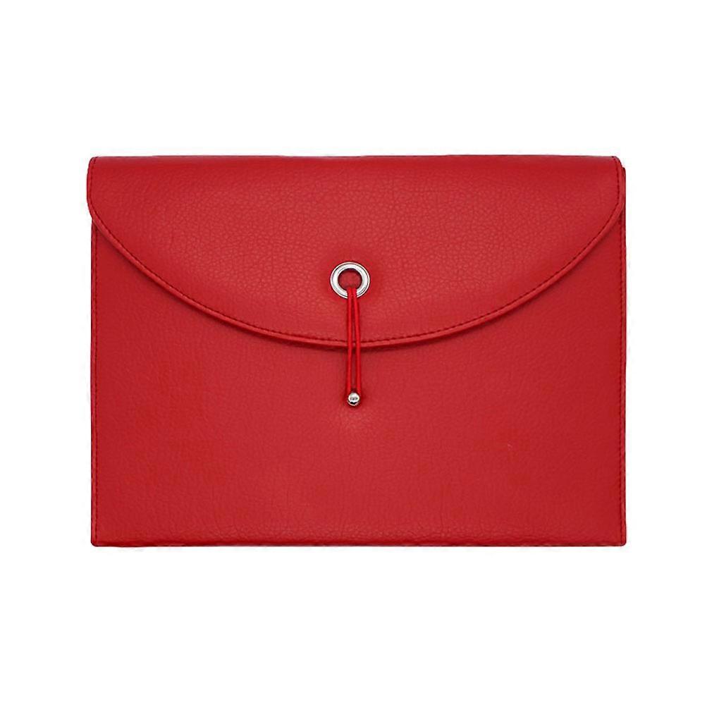 Leather Multifunctional Business Document Briefcase For Wide Application Business Document Bag red