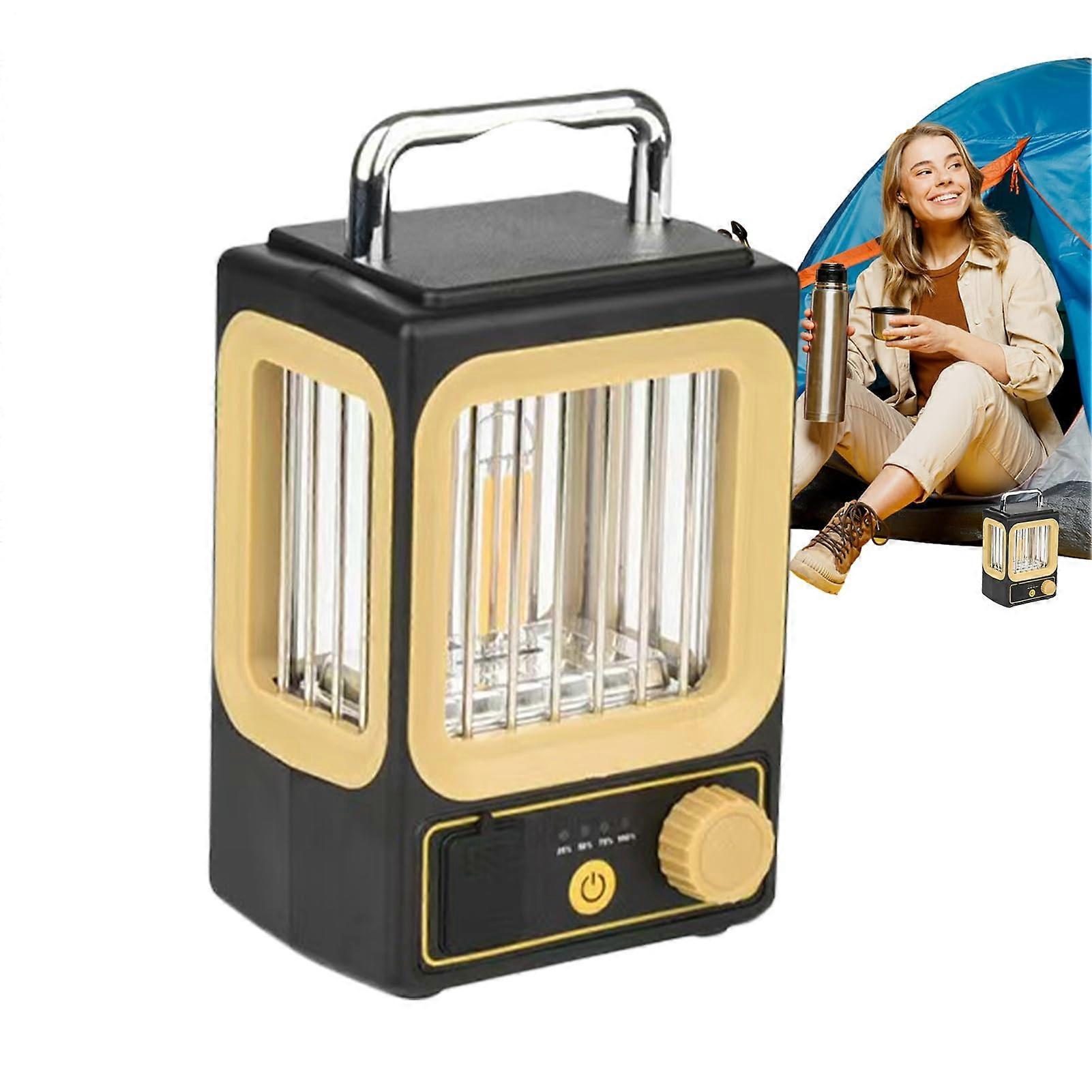 Lanterns Outdoor Decorative Handheld Solar Camping Lanterns, Rechargeable LED Tent Lights, Cordless Garden Lamp, Yellow