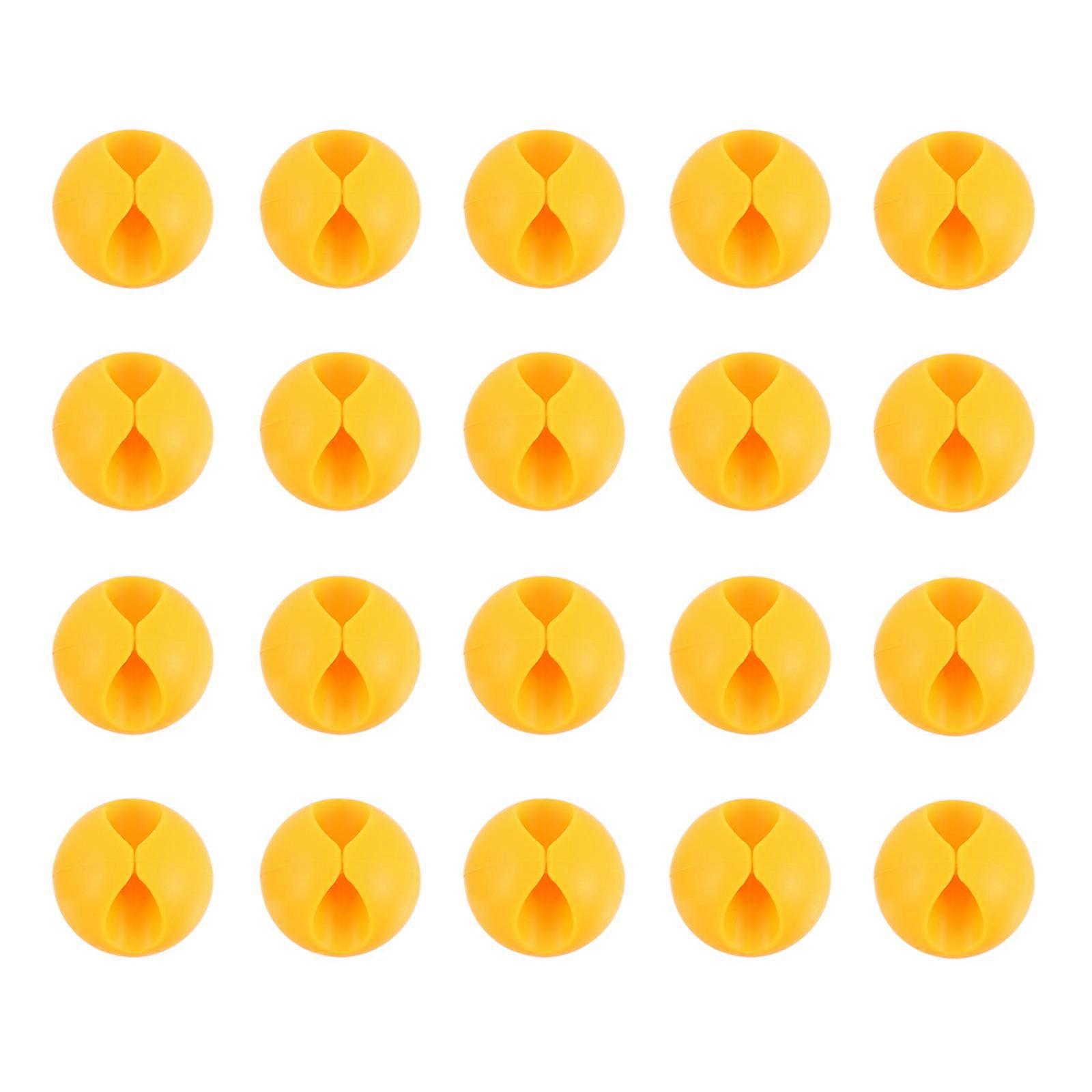 Adhesive Cable Clips Solid Wire Clamp for Cable Management 20Pcs Yellow Rubber