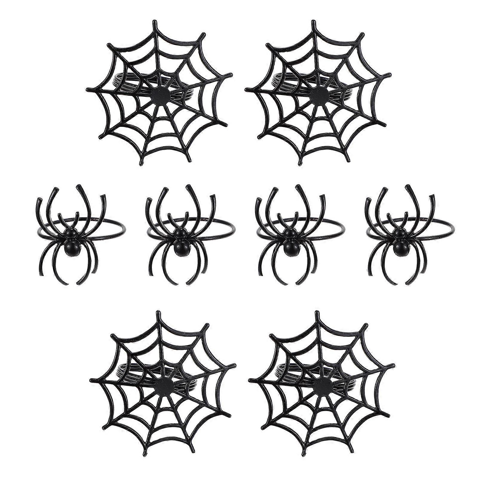 Halloween Spider Web Napkin Buckle Rings Set with 16Pcs for Dinner Decor