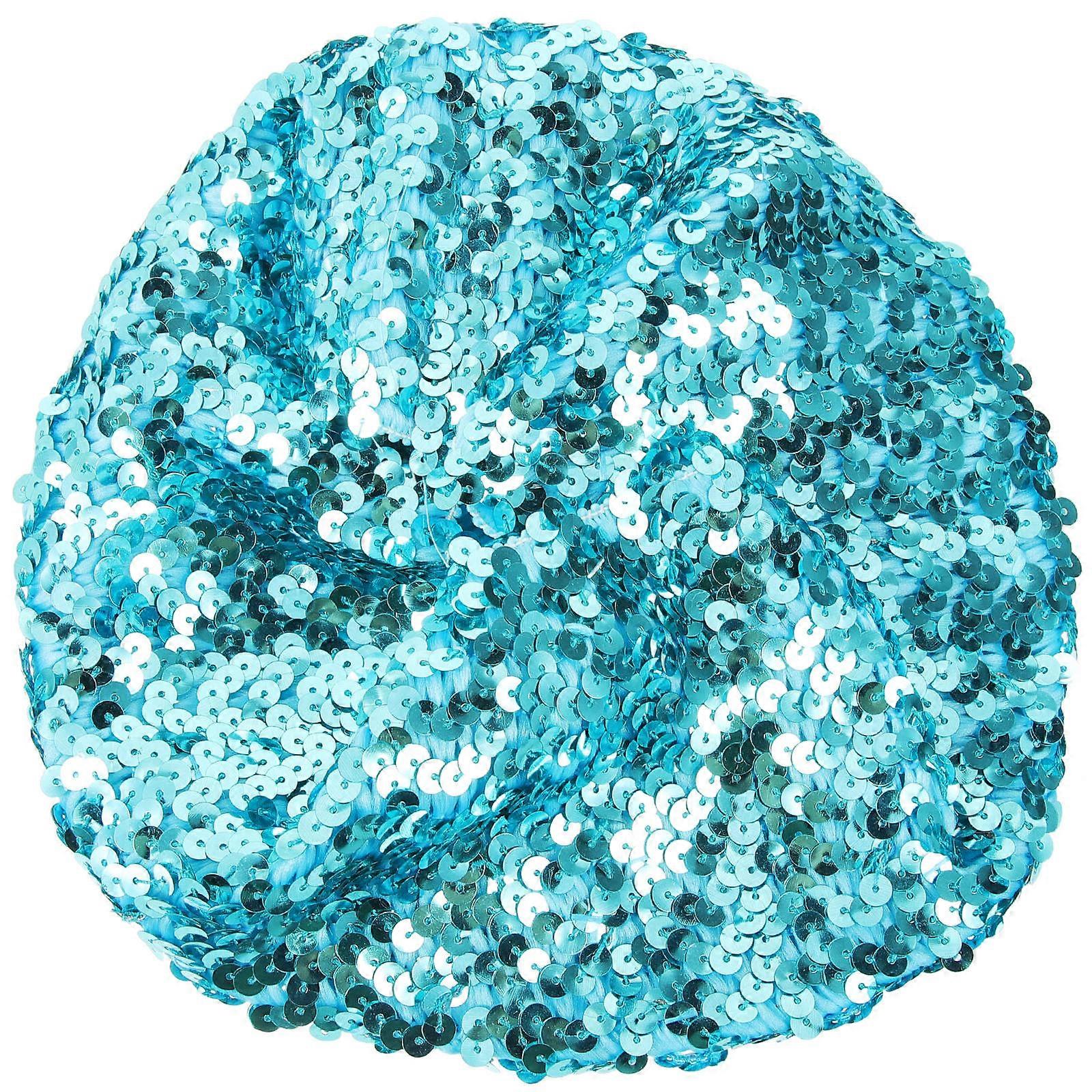 Sequin Beret Hat for Dance Performance 2Pcs Sparkle Beanie Cap Polyester