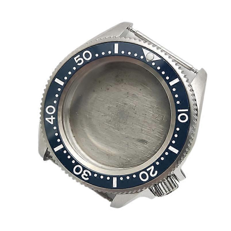 38mm Men's Watch Case Sapphire Crystal 5ATM Water Resistance Watch Accessories for NH35/36 Movement (Dark Blue with White Bezel)