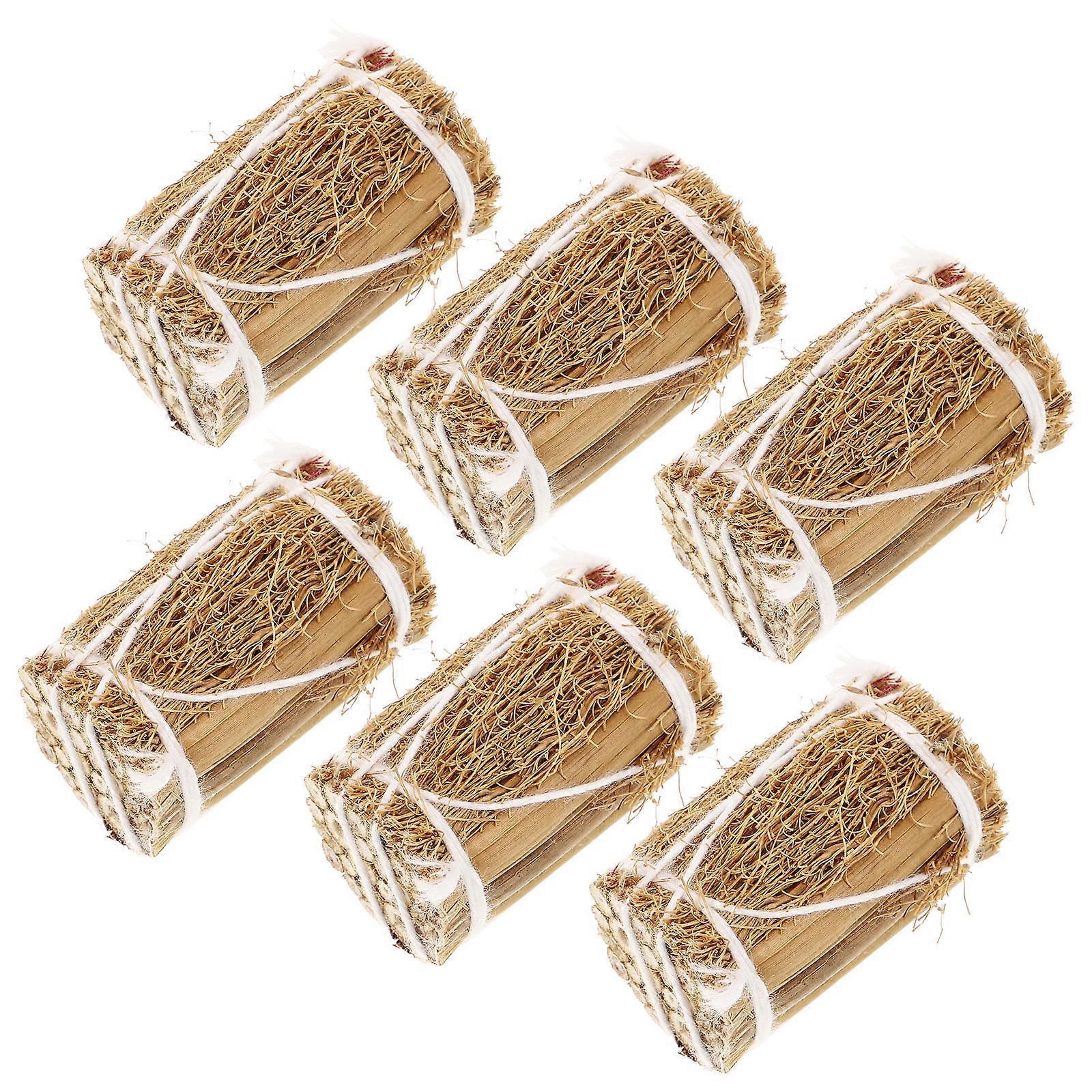 Winter Mini Decor Mini Haystack Ornament Doll House Accessories Rectangular 6Pcs