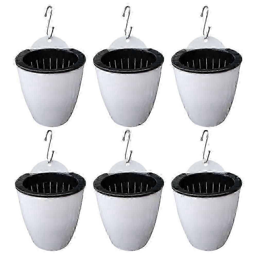 6 Sets Wall-mounted Resin Automatic Suction Flower Pot Hydroponics Flower Container