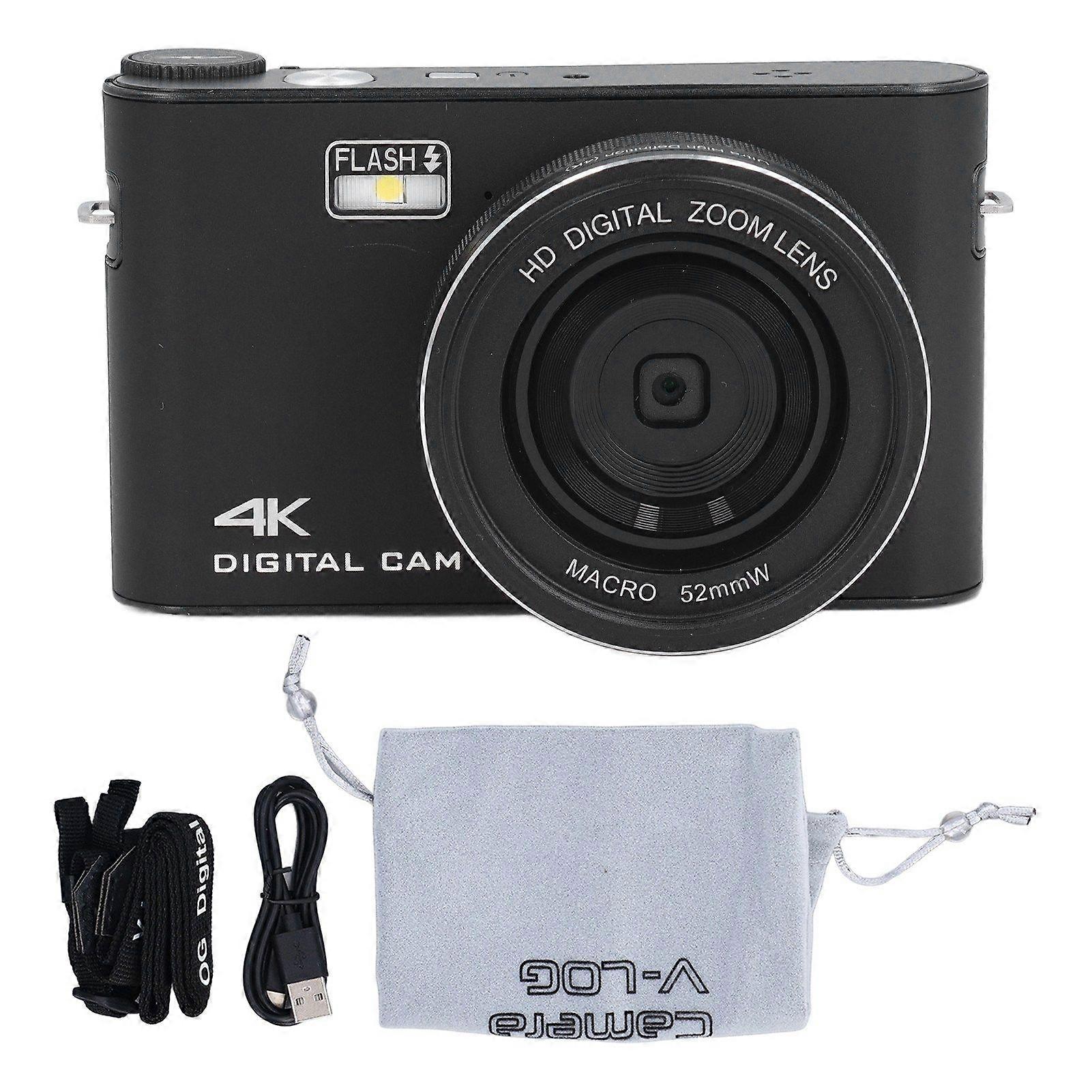 64MP Digital Camera 3.0inch TFT LCD Touchscreen Auto Focus 18X Digital Zoom 4K Vlogging Camera for Live Streaming and Webcasting Black