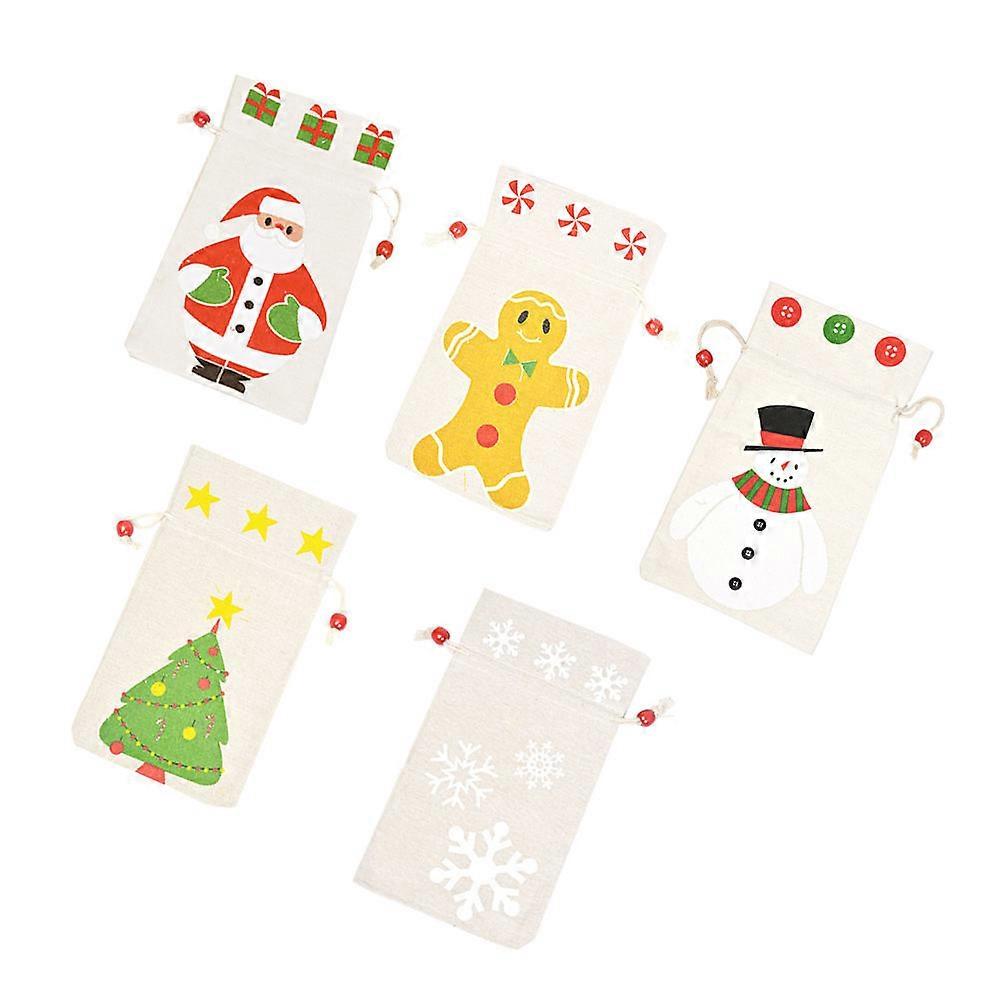 Xmas Drawstring Bags 10 Pcs Designed for Christmas Occasion Perfect for Storing Candy Pouches in Assorted Color