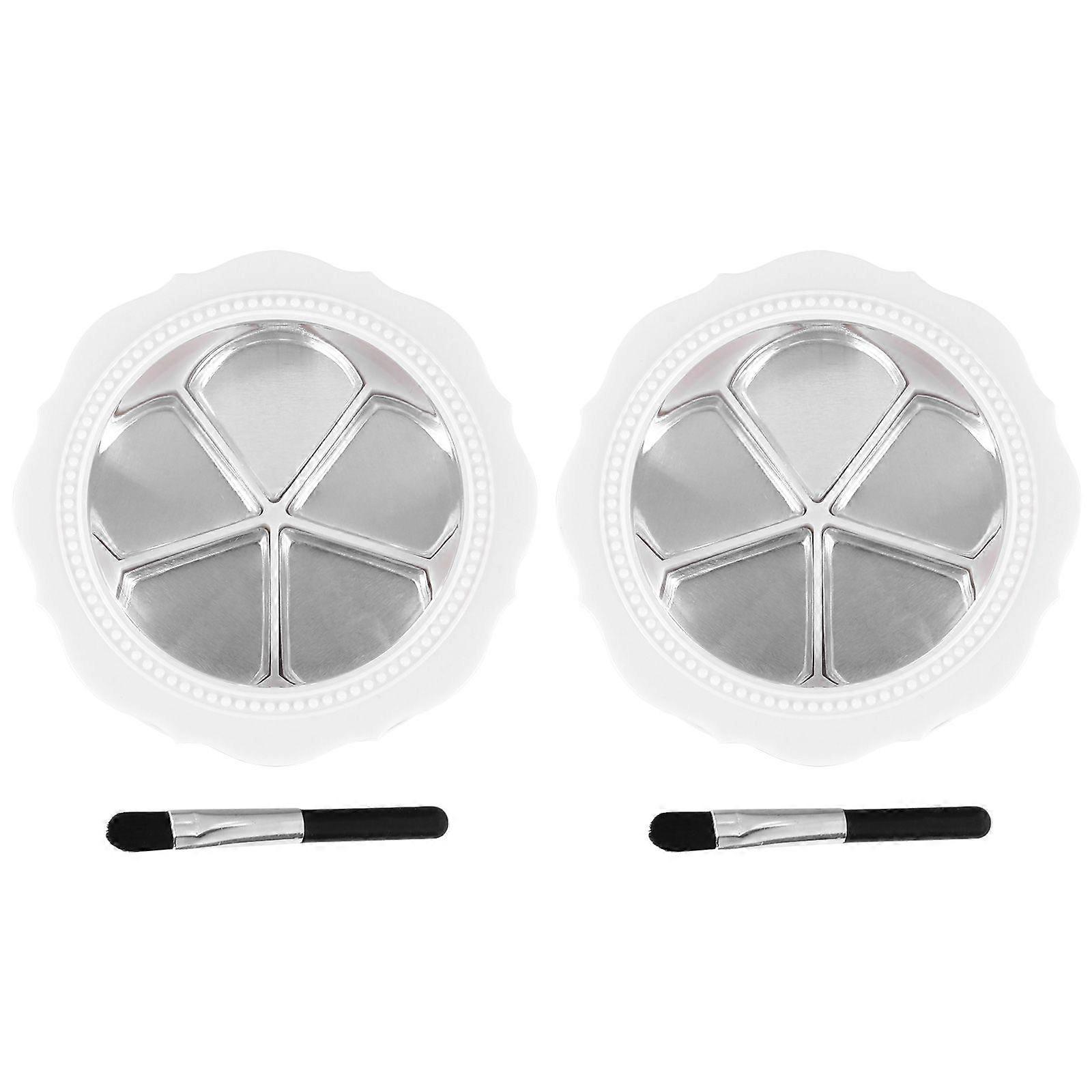 2 Sets Eyeshadow Box Refillable Makeup Container Mirror Blusher Box with Brush