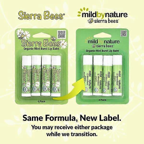 Mild By Nature, Sierra BeesÃÂÃÂ¢ÃÂÃÂÃÂÃÂ¢, Organic Lip Balms, Mint Burst, 4 Pack, 0.15 oz (4.25 g) Each