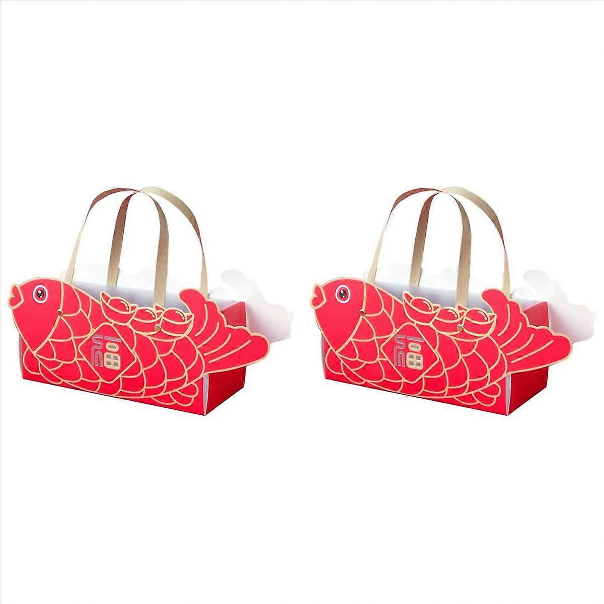 Red Paper Cake Packaging Box Cartoon Gift Box with Chocolate Handle